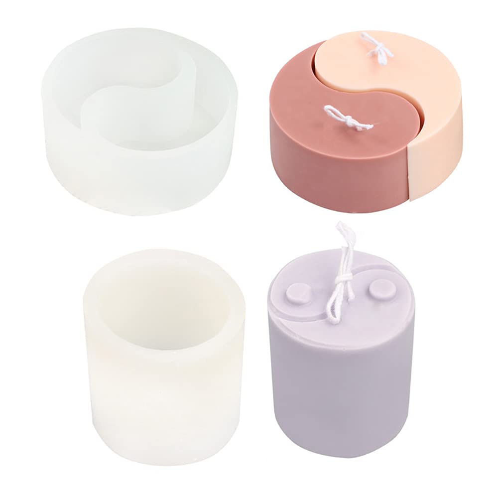 ORNOOU 2 Pack Yin Yang Tai Chi Silicone Candle Molds - Reusable DIY Candle Making Molds for Aromatherapy Candles, Concrete Candles & Home Decor - Perfect for Meditation, Yoga Studios & Spa Relaxation