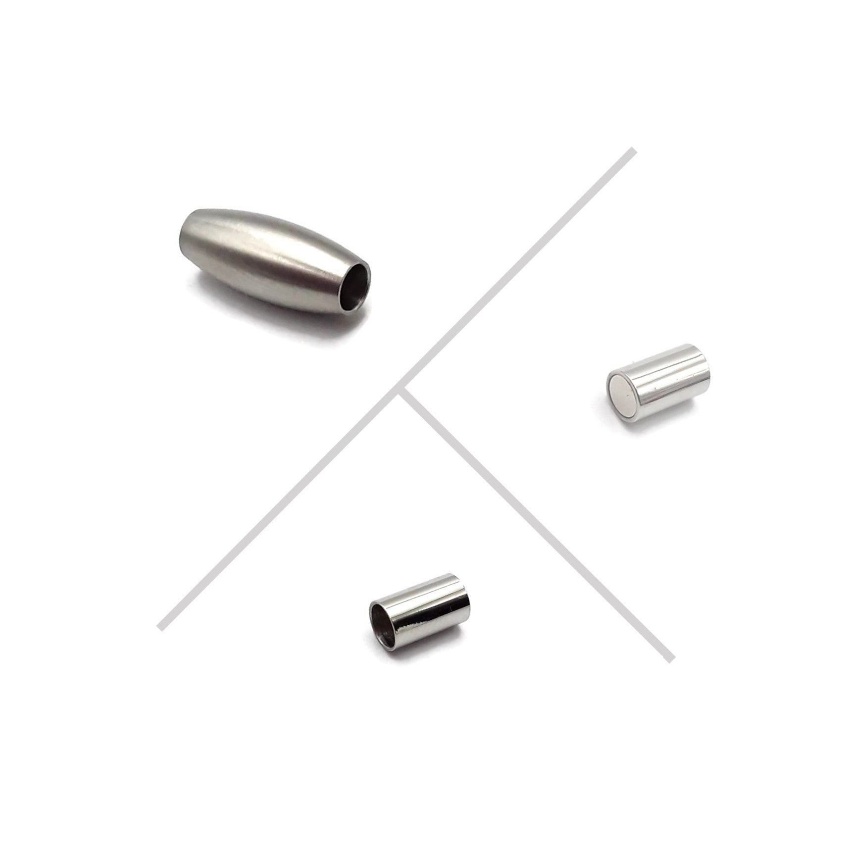 Premium 304 Stainless Steel Rice-Shaped Magnetic Clasp (7x18mm) - 2-Piece Set for Jewelry Making, DIY Crafts & Handbag Closures - Durable & Rustproof Fastener for Necklaces, Bracelets & Fashion Accessories