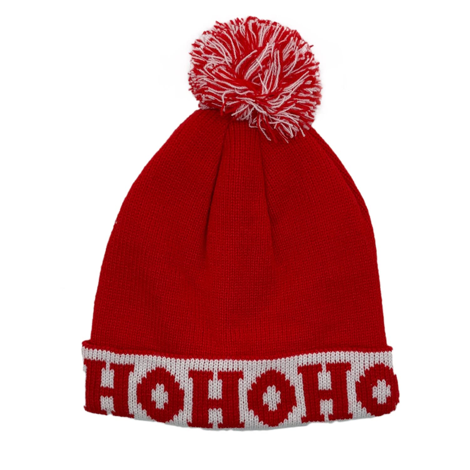 Empire Cove Winter Holiday Ho Ho Ho Beanie with Yarn Pom Pom - Festive Knit Hat for Christmas, Xmas Party & Cold Weather - Cozy Gift for Women & Men