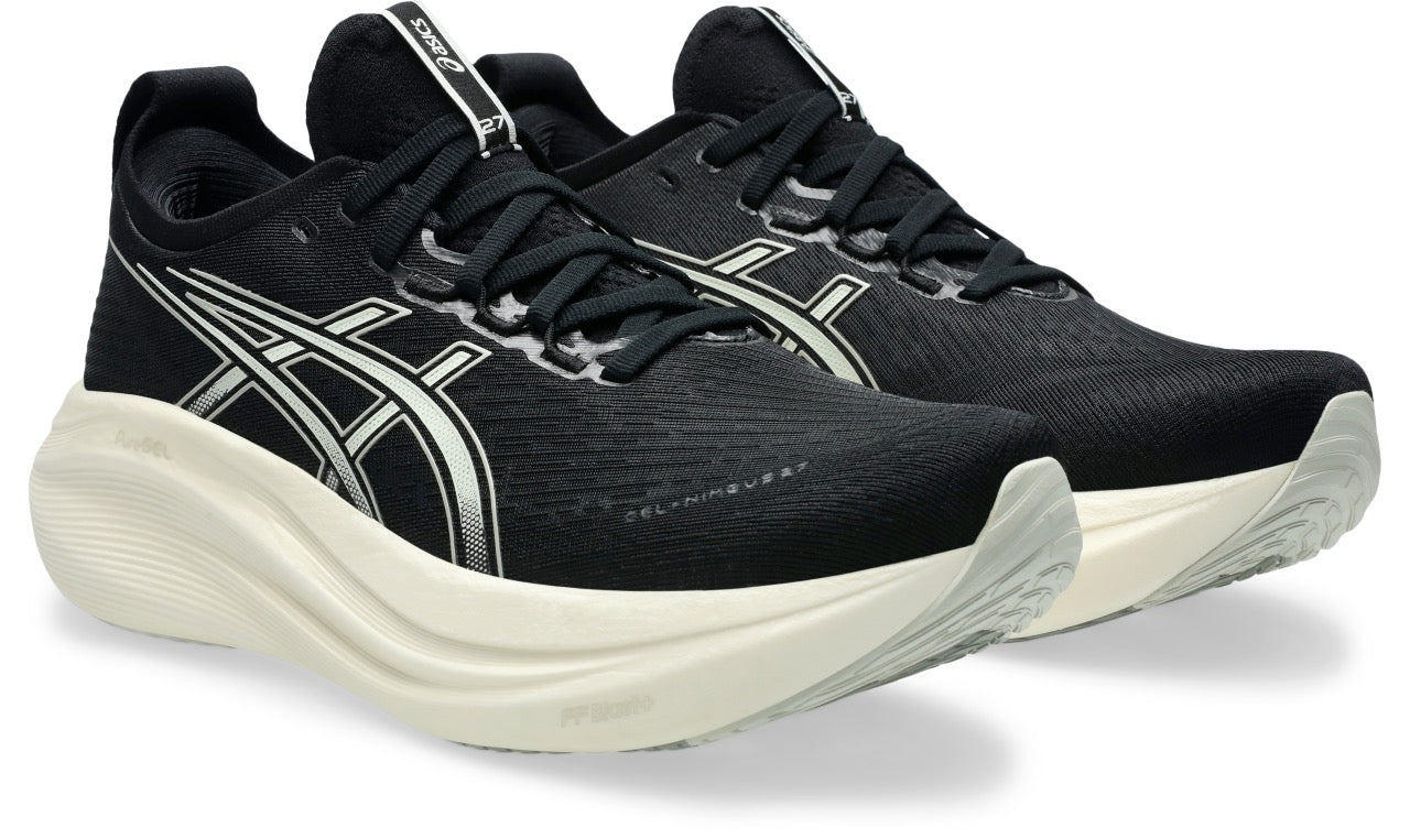 ASICS Men's Gel-Nimbus 27 WIDE Running Shoes - Black/Lake Grey - Cushioned Support for Long-Distance Running & Marathon Training