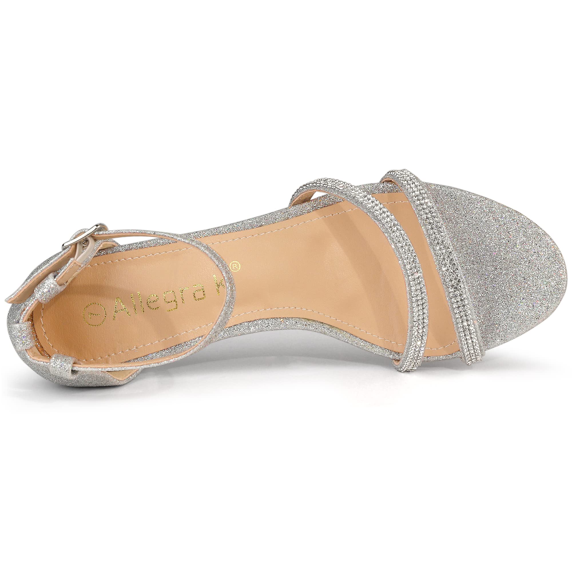 Allegra K Women's Glitter Stiletto Kitten Heel Sandals - Comfortable Dressy Pumps for Parties, Weddings & Evening Events