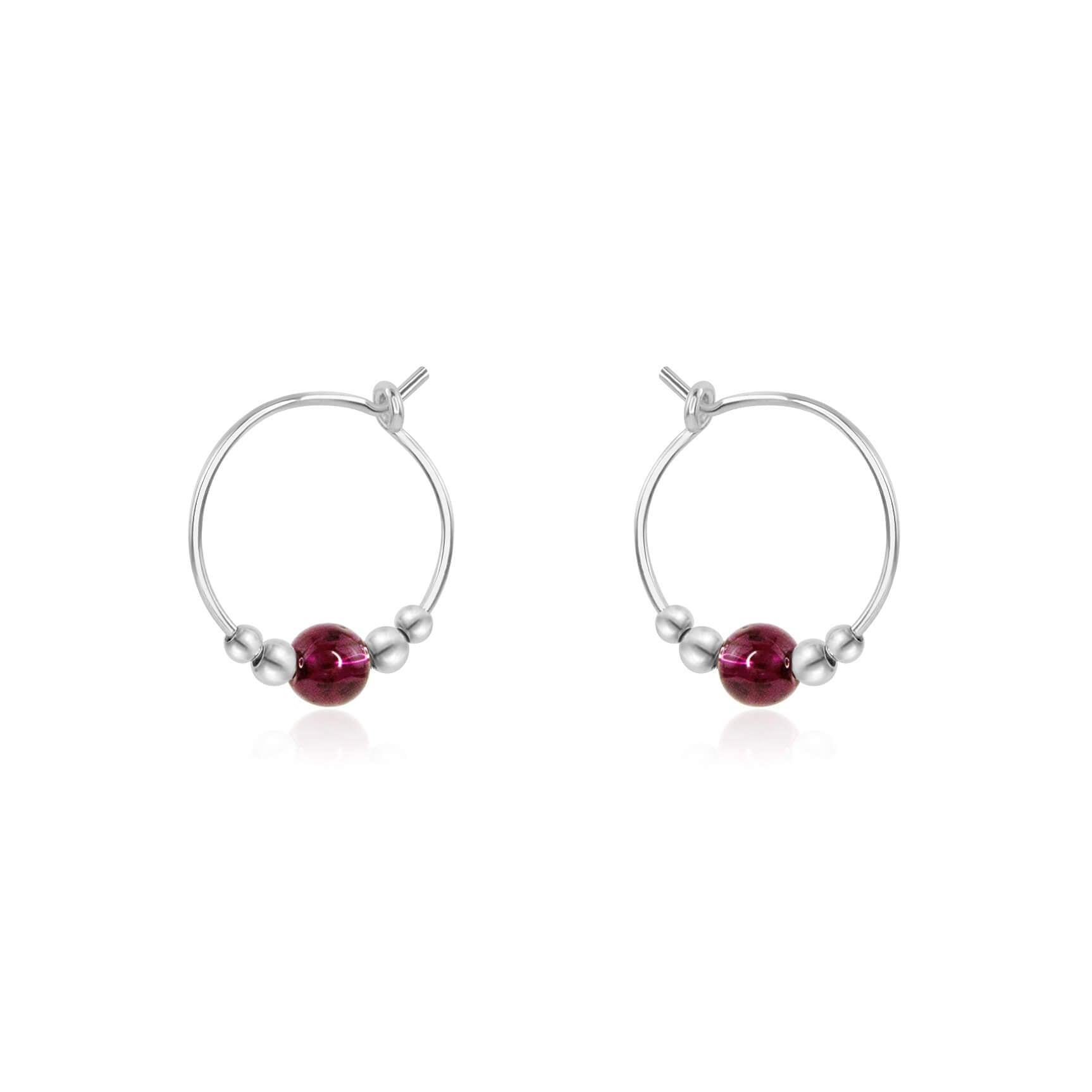 Tiny Garnet Bead Hoop Earrings - Dainty Gemstone Jewelry for Women | Perfect for Everyday Wear, Date Nights & Special Occasions