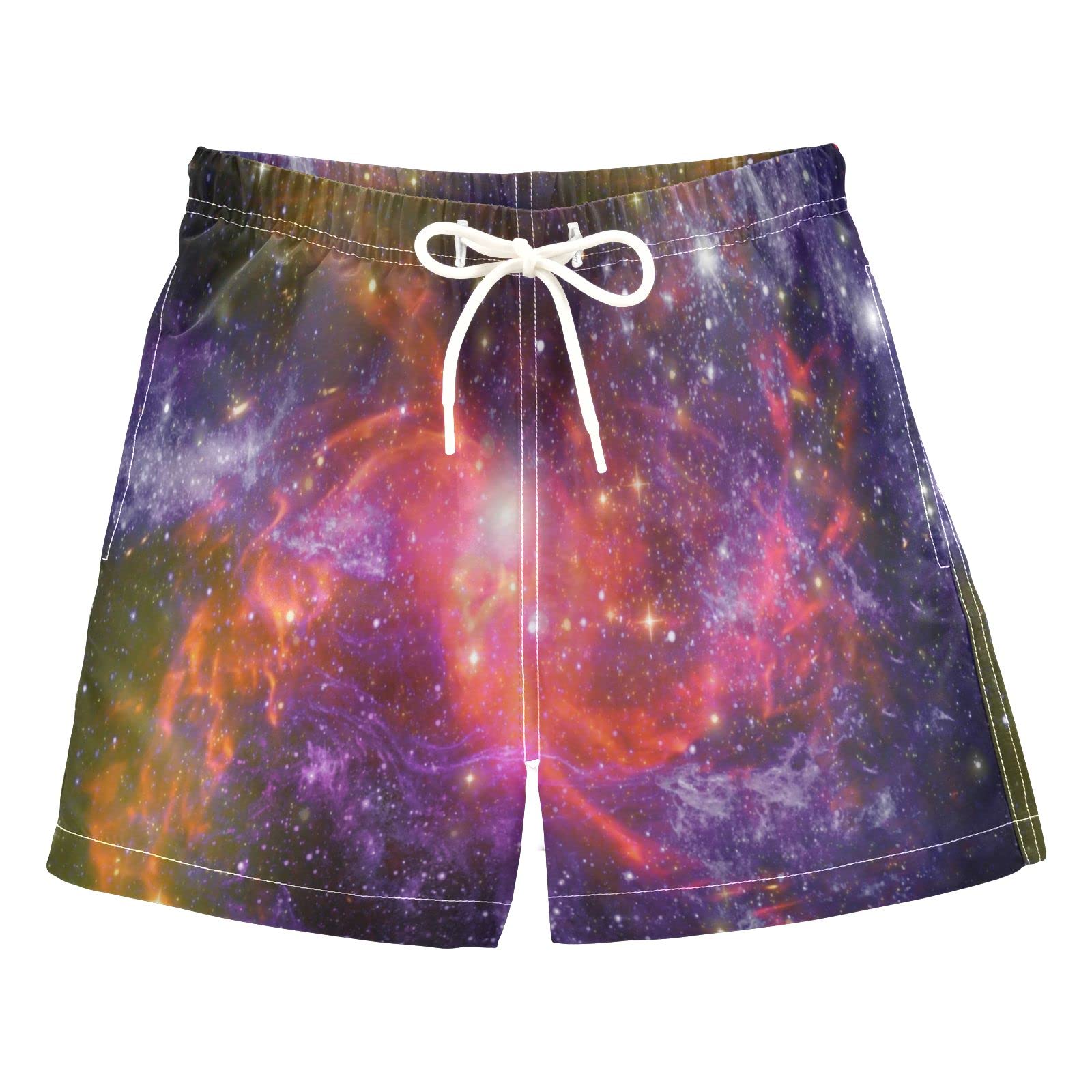 AMICHIC Boys Galaxy Stars Swim Trunks - Quick Dry Toddler Swimwear for Kids 2-8 Years | Beach, Pool & Summer Water Activities