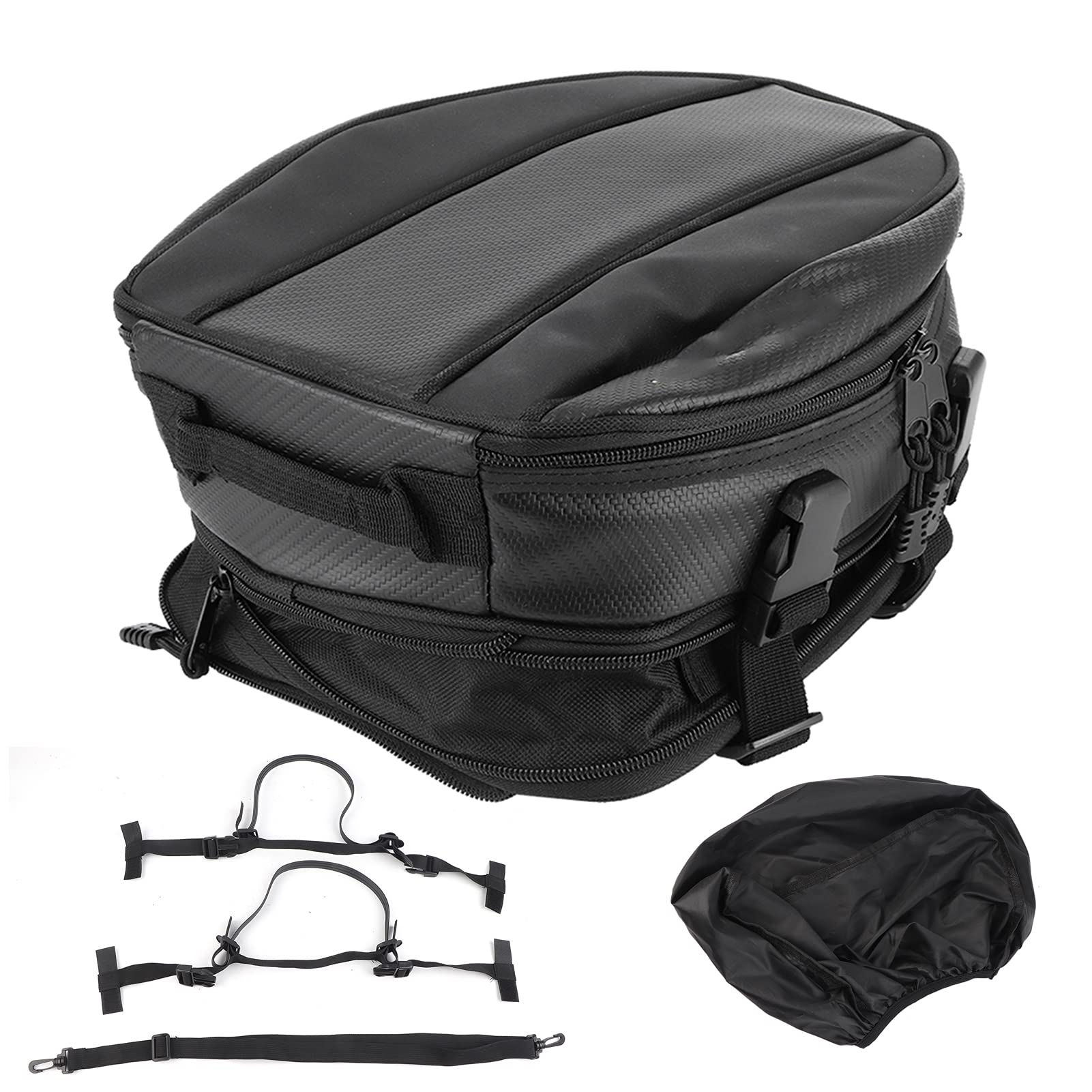 Universal Motorcycle Rear Seat Bag - 7.5L-10L Large Capacity Saddle Bag, Waterproof Tail/Seat Storage Pack with Helmet Organizer (Black) - Perfect for Long Rides, Commuting & Adventure Travel