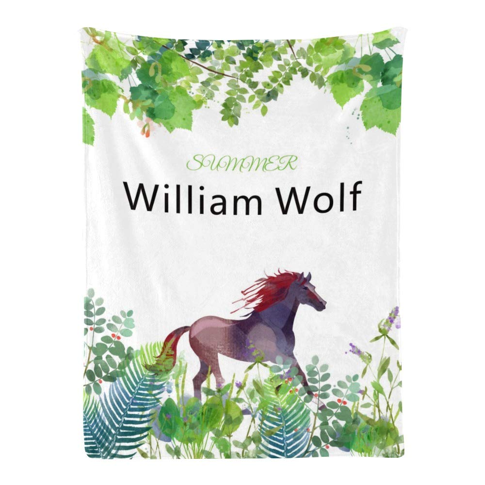 Personalized Woodland Horse Baby Blanket - Custom Name Blanket for Boys & Girls (30