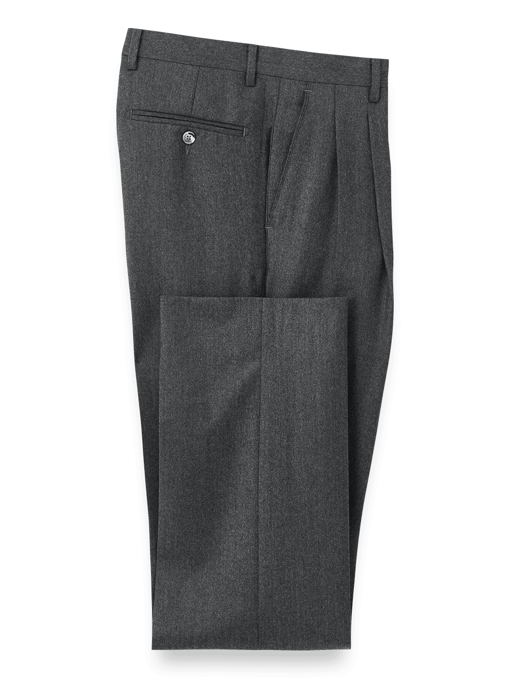 Wool Flannel Pleated Pants for Men - Charcoal Gray | Comfortable & Stylish Casual Dress Pants for Office, Business, and Winter Wear