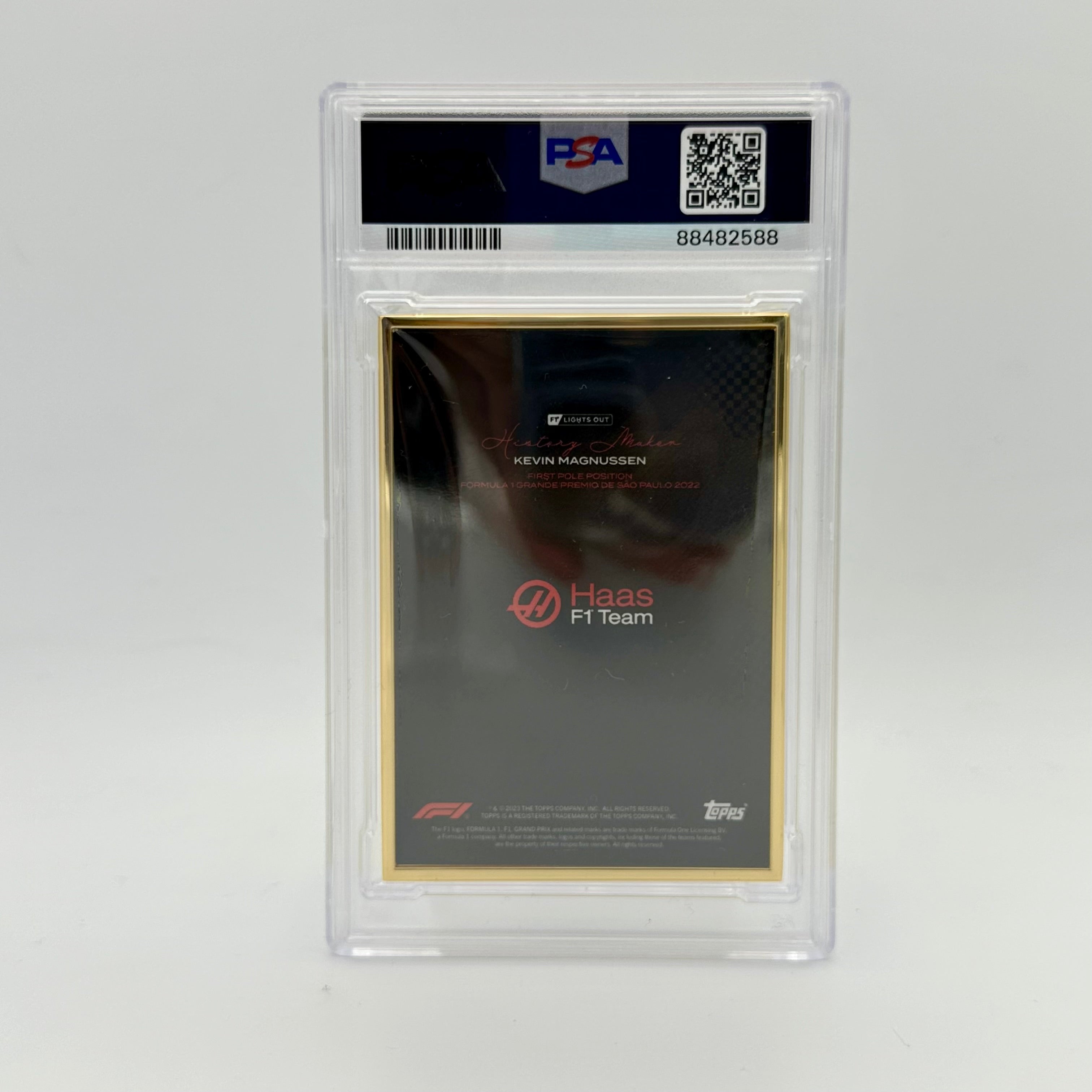 Kevin Magnussen 2022 Lights Out History Maker 1/1 Gold Frame PSA9 Graded Card - Perfect for F1 Racing Fans, Collectors, and Memorabilia Displays