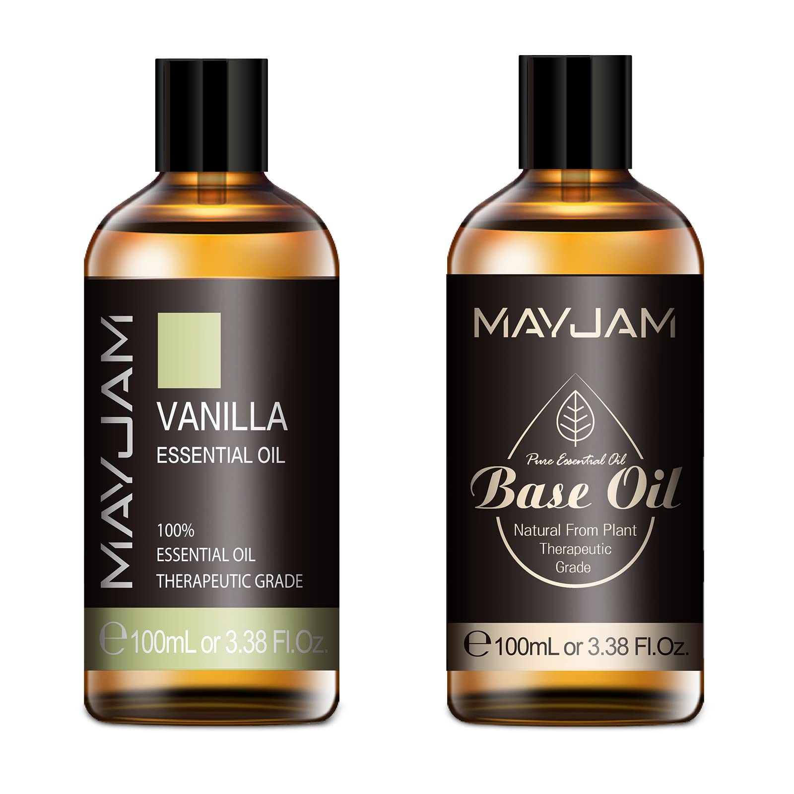 Pure Vanilla Essential Oil & Organic Jojoba Carrier Oil - 3.38 Fl Oz Bottle for Aromatherapy, Massage & Skin Care | Natural Fragrance & Moisturizer