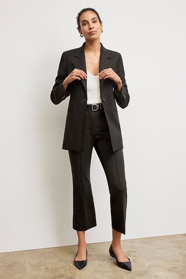 Tessa Kick Flare Trouser - Washable Wool Twill Pants for Women | Black | Office Wear & Casual Outfits