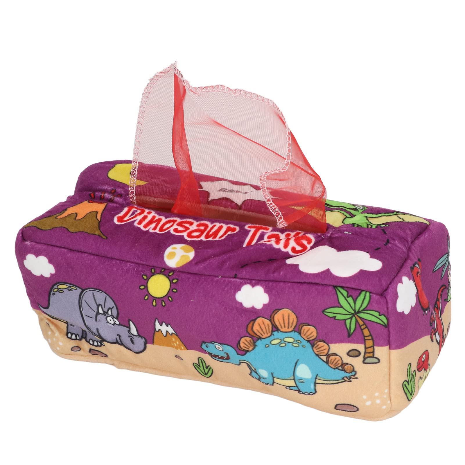 Soft Stuffed Crinkle Sensory Toy - Baby Tissue Box Pull Toy with Dinosaur Pattern, Busy Activity Gift for Toddlers & Infants | Perfect for Early Learning & Sensory Play
