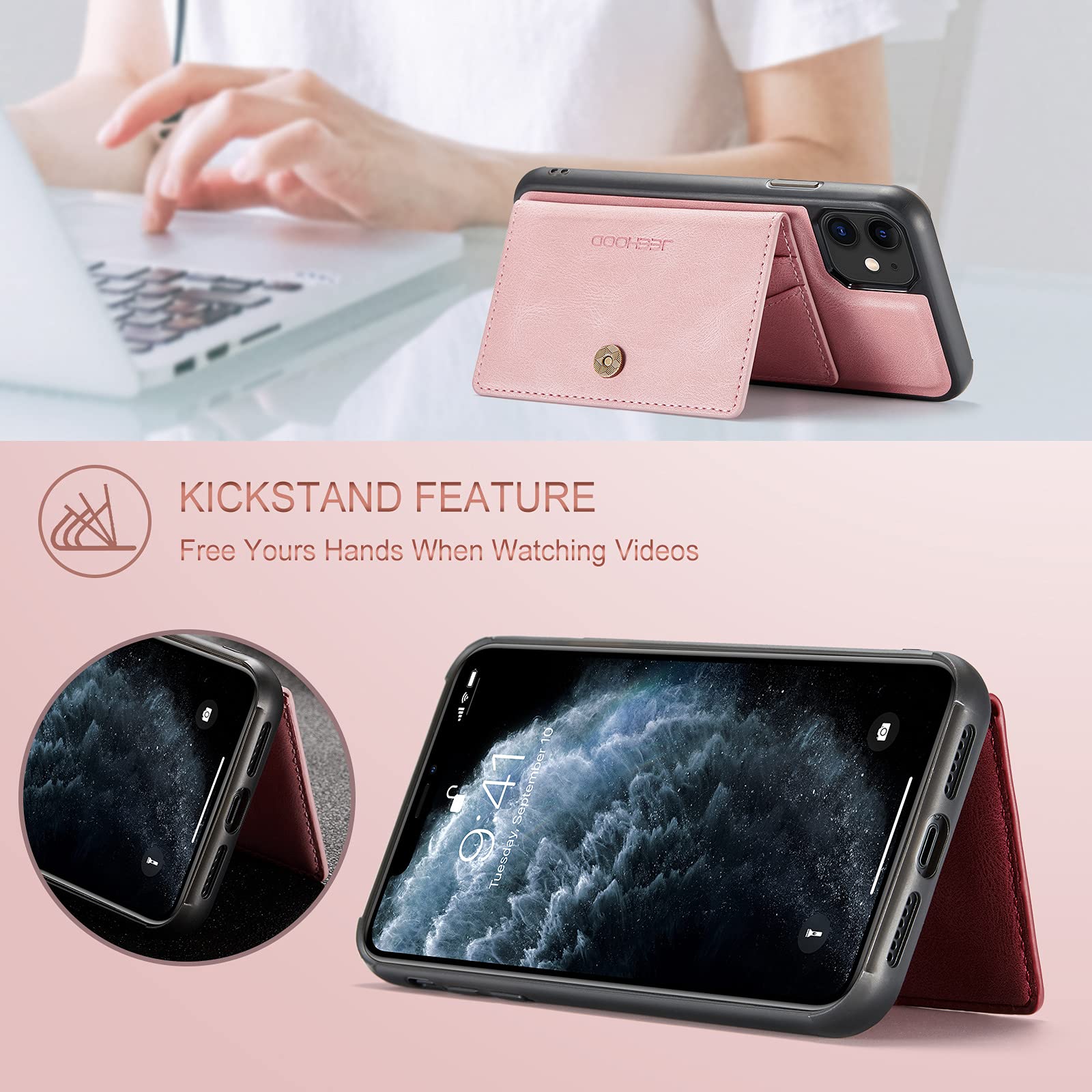 Premium iPhone 13 Pro Max Wallet Case with 4 Card Slots & 2 Bill Compartments - Magnetic Wireless Charging Compatible Slim Protective Phone Cover for Everyday Use, Travel & Business