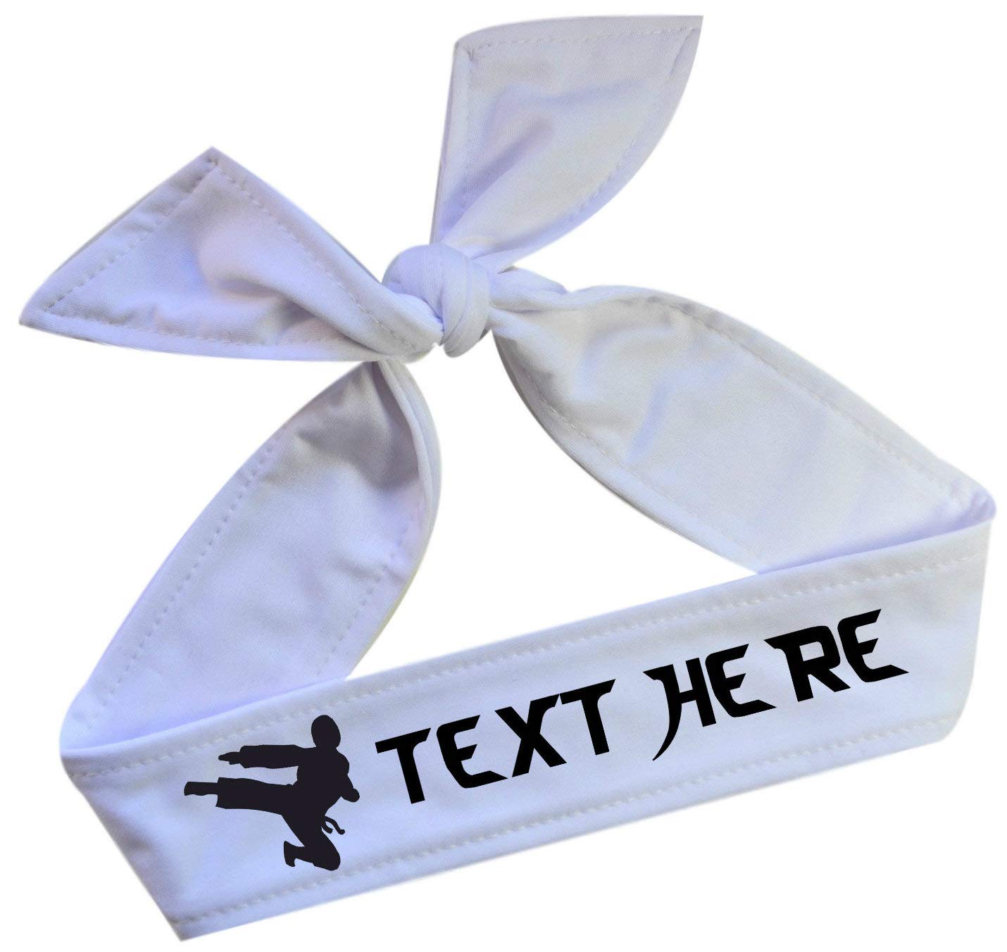 Personalized Martial Arts Headband with Kicking Silhouette - Custom Taekwondo Tie Back Hairband for Women & Girls - Perfect for Training, Competitions & Gifts