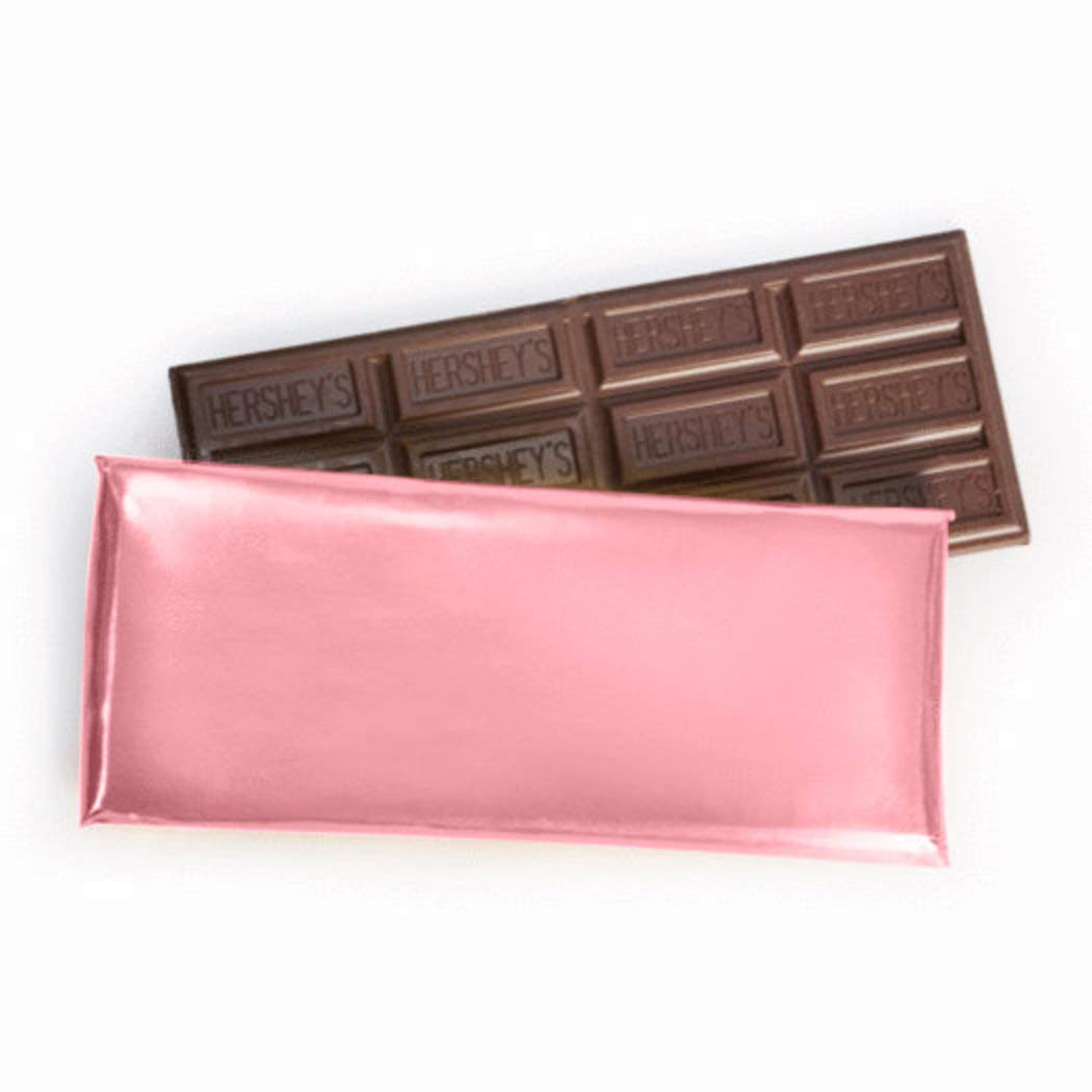 100 Pack Pink Foil Wrapped Milk Chocolate Candy Bars - 1.55oz Each - Bulk Party Favors, Wedding Treats & Halloween Candy