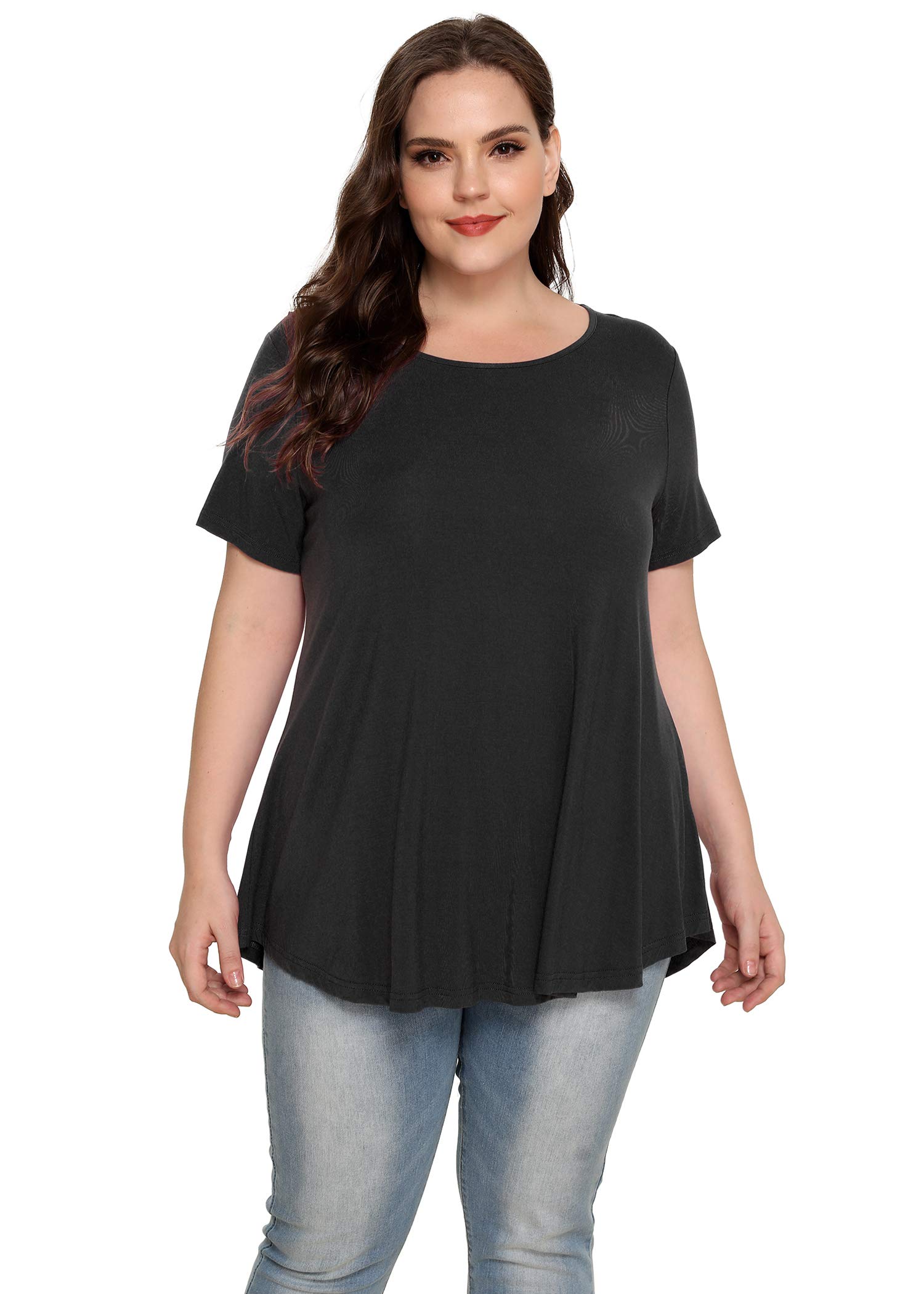 Latuza Women's Plus Size Floral Swing Tunic Top for Leggings - Comfortable & Stylish Blouse for Casual Wear, Work, and Date Nights