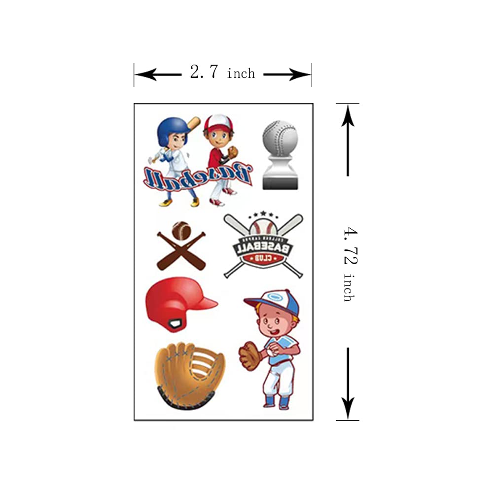 10 Sheets Baseball Temporary Tattoos - Waterproof Fake Tattoo Stickers for Kids, Boys & Girls - Perfect for Sports Parties, Birthday Decorations & Team Events
