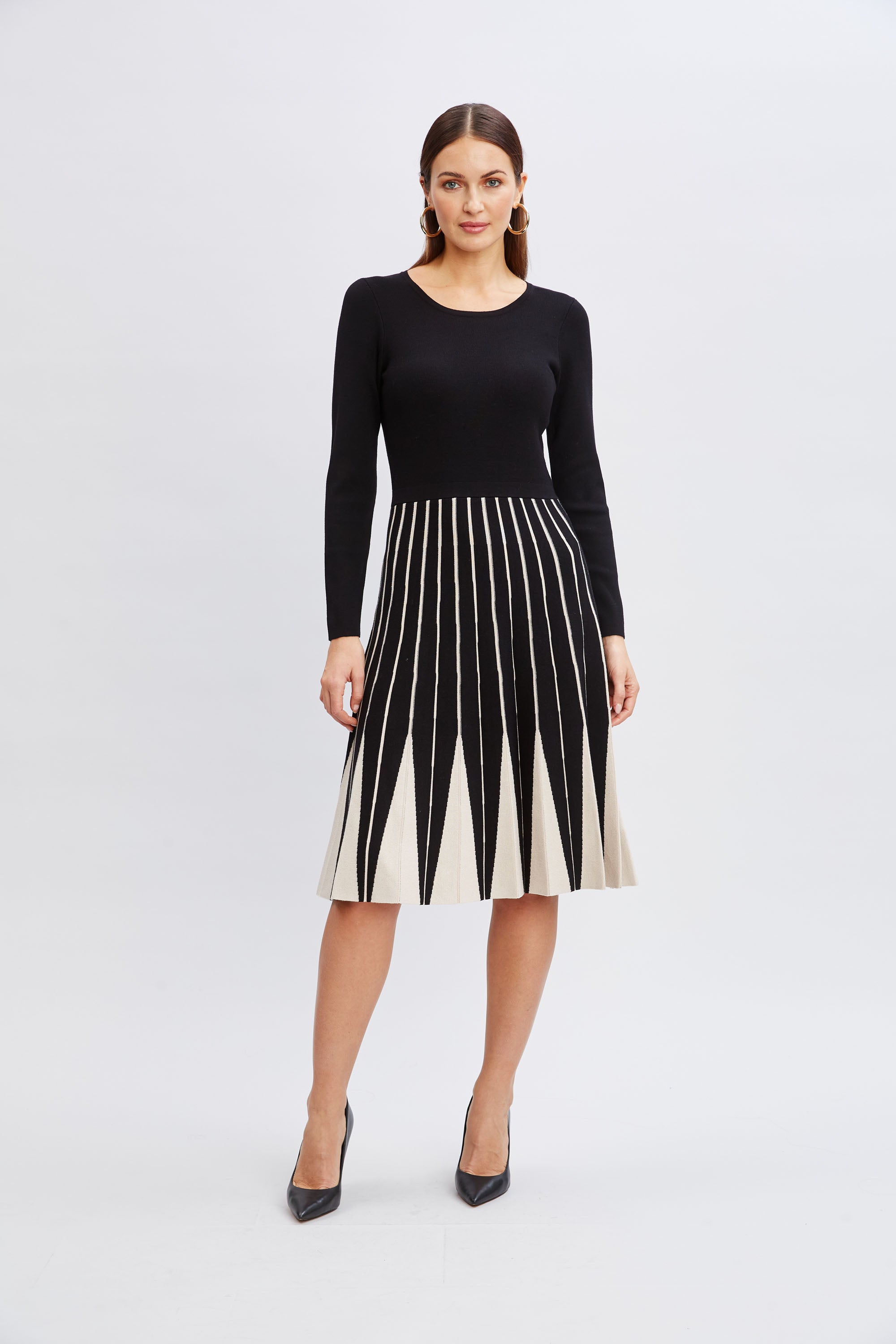 Tahari Women's Color Block Sweater Dress - Long Sleeve Knit Pullover Tunic for Fall & Winter | Office Wear, Casual Outfits, Holiday Party Dress