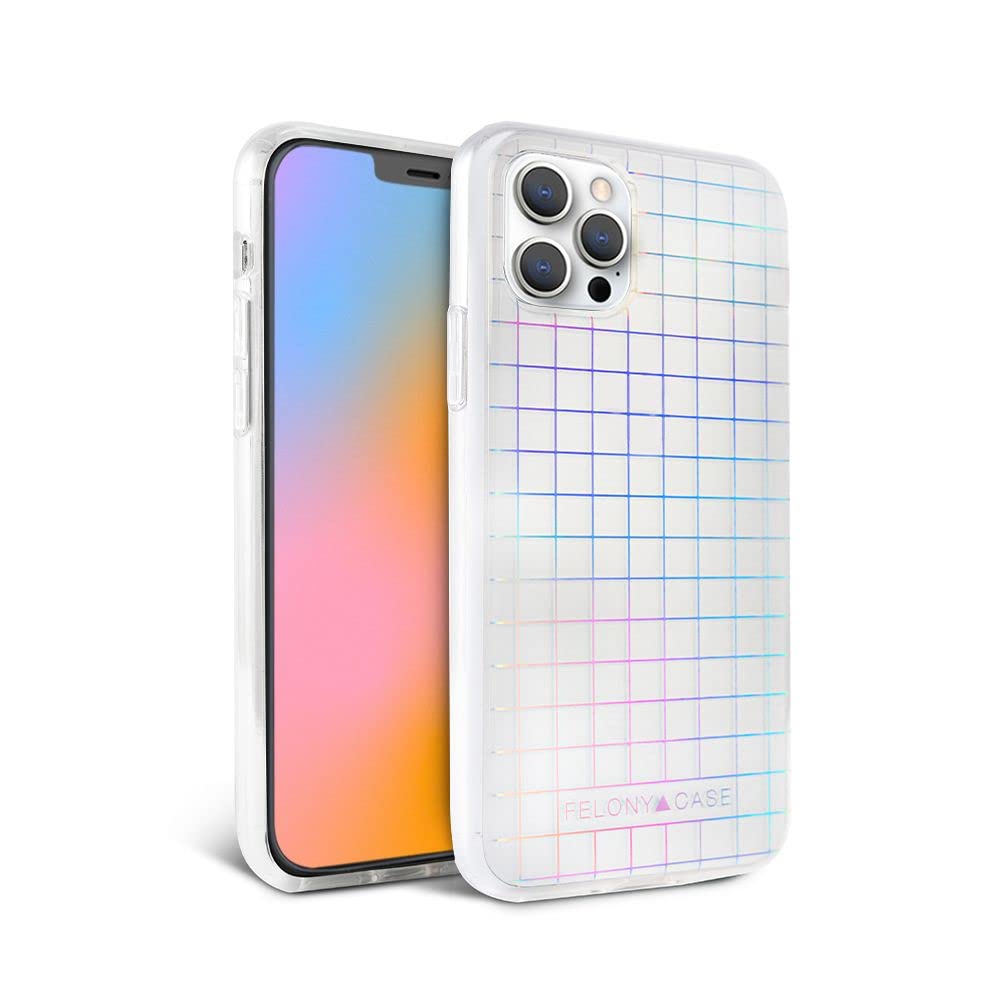 FELONY CASE - iPhone 13 Pro Case - Stylish Holographic Grid Protective Cover - Wireless Charging Compatible - Anti-Scratch & 360° Shockproof - Perfect for Work, Travel, and Everyday Use