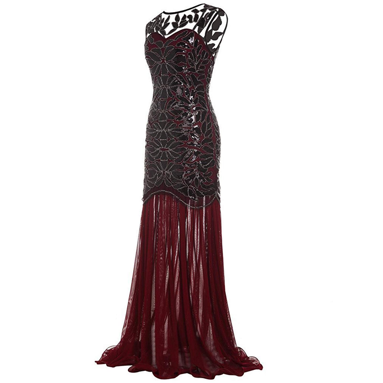 Vintage 1920s Sequin Gatsby Flapper Dress for Women - Elegant Mermaid Maxi Evening Gown for Prom, Cocktail Parties & Formal Events - Perfect for Roaring 20s Themed Parties, New Year's Eve & Wedding Guest Attire