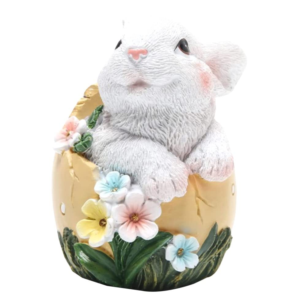 Easter Bunny Resin Figurine - Spring Rabbit Sculpture for Home Decor, Desktop Display, Easter Party, Festival Decoration & Car Models | Cute Egg Rabbit Statue for Living Room & Holiday Celebration