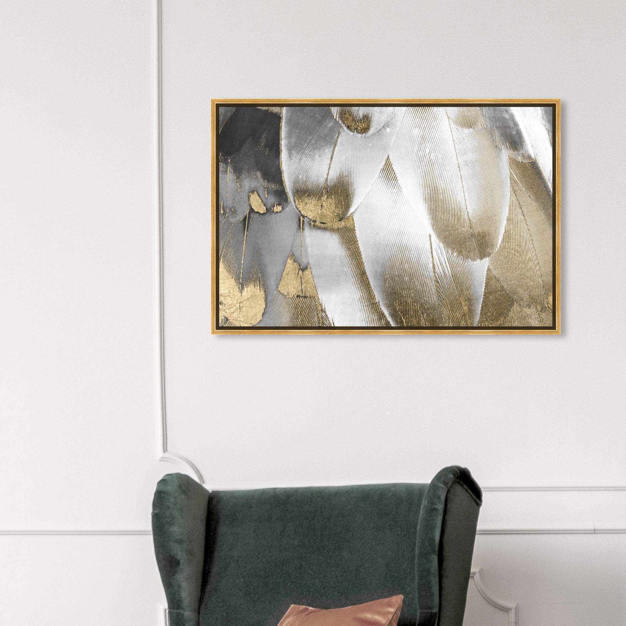 Royal Feathers Framed Wall Art Canvas Print - 36
