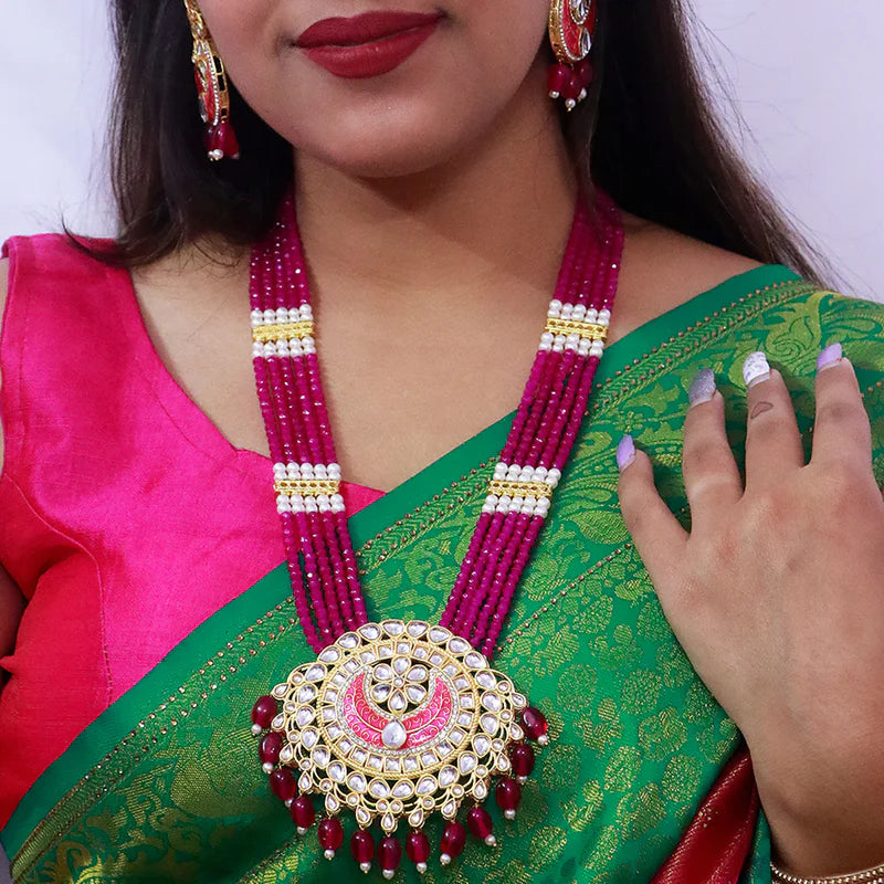 Luxury Gold Plated Royal Kundan Long Necklace for Women - Elegant Indian Bridal Jewelry for Weddings, Parties & Special Occasions