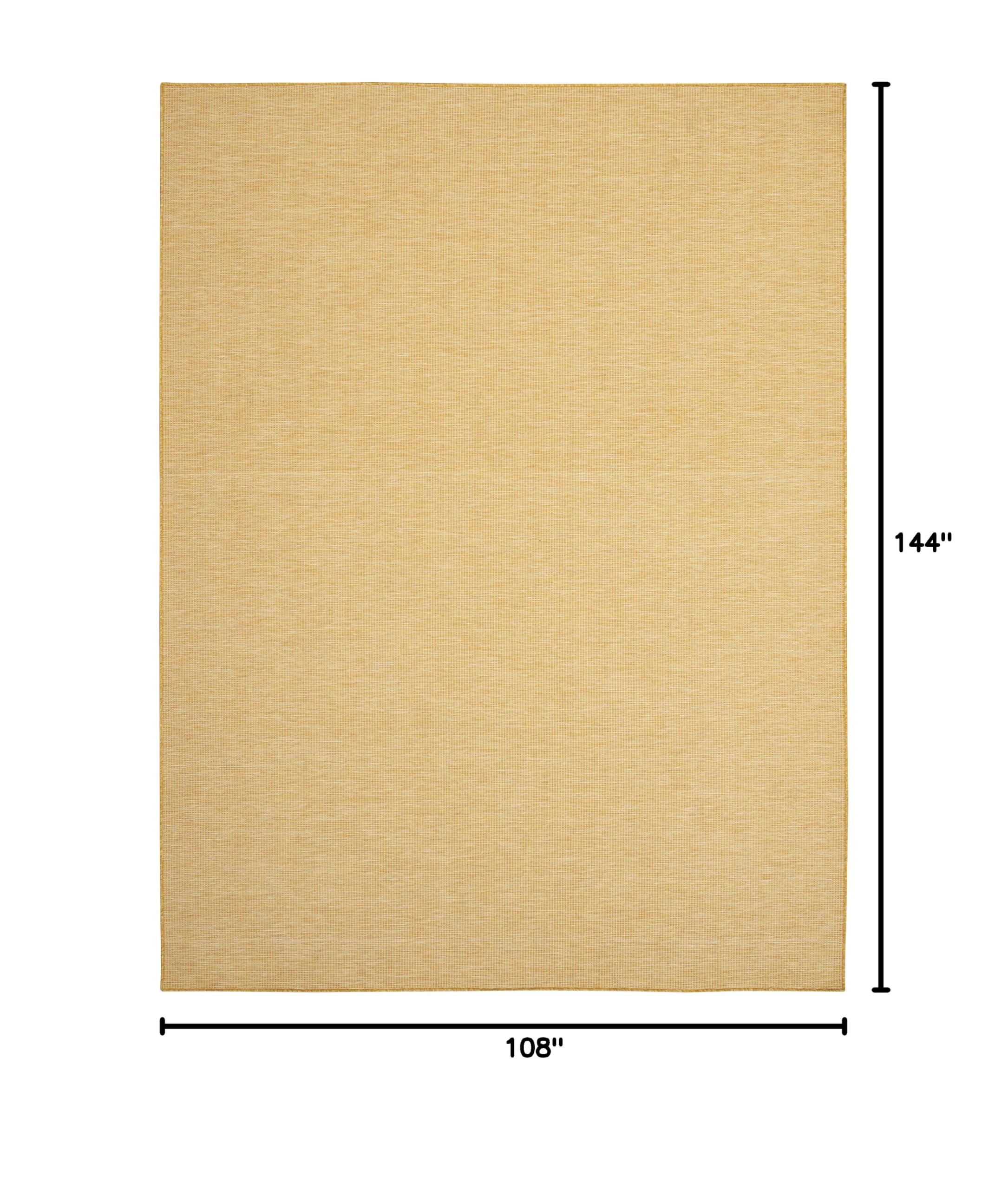 Nourison Positano 9' x 12' Indoor Outdoor Area Rug - Yellow, Easy-Cleaning, Non-Shedding for Bedroom, Living Room & Dining Room | Perfect for Backyard, Deck & Patio Use