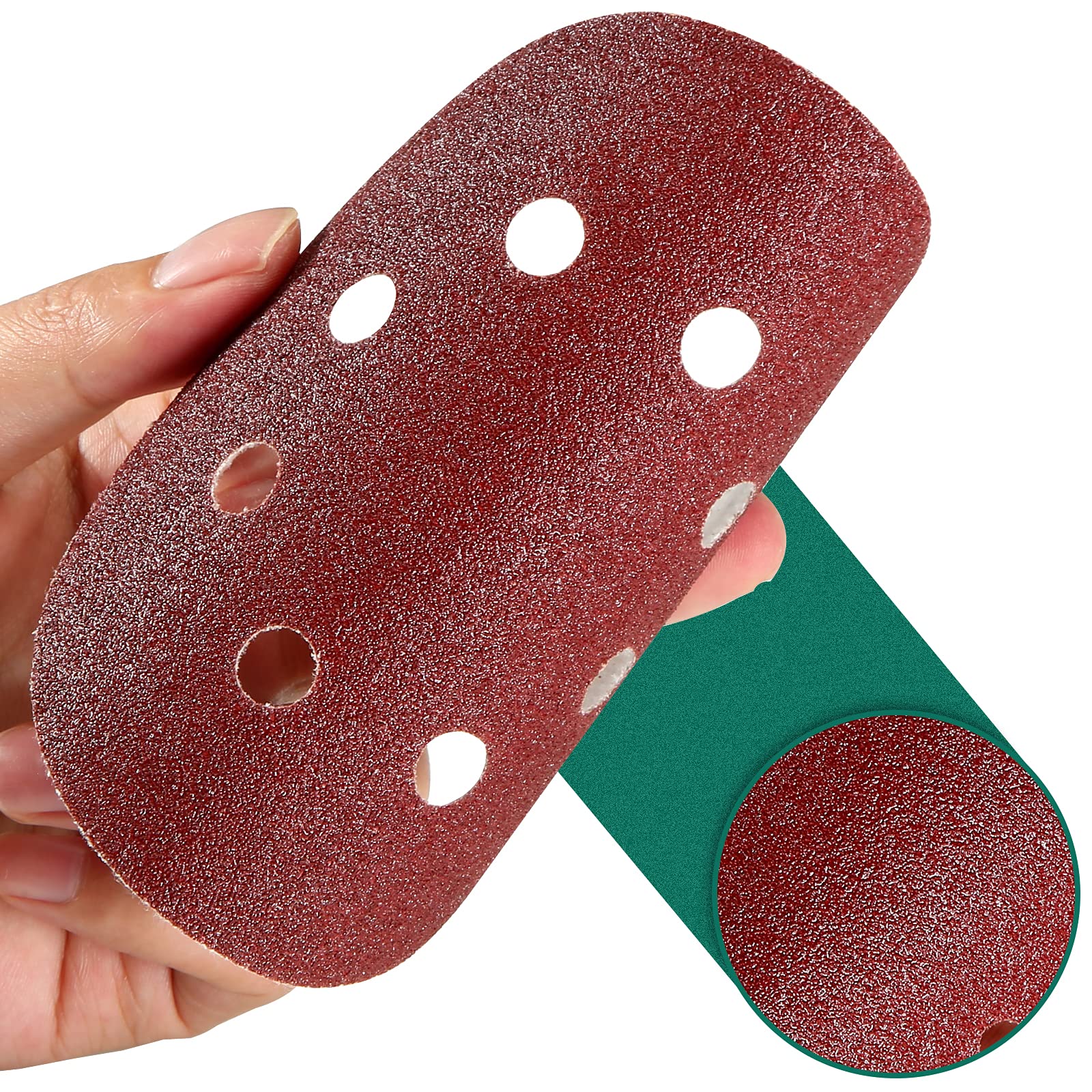 HYCHIKA 5 Inch 100-Piece Hook and Loop Sanding Discs Set for Orbital Sander - 8 Holes with 10 Grits (40/60/80/100/120/150/180/240/320/400) - Perfect for Woodworking, Metal Polishing & DIY Home Projects