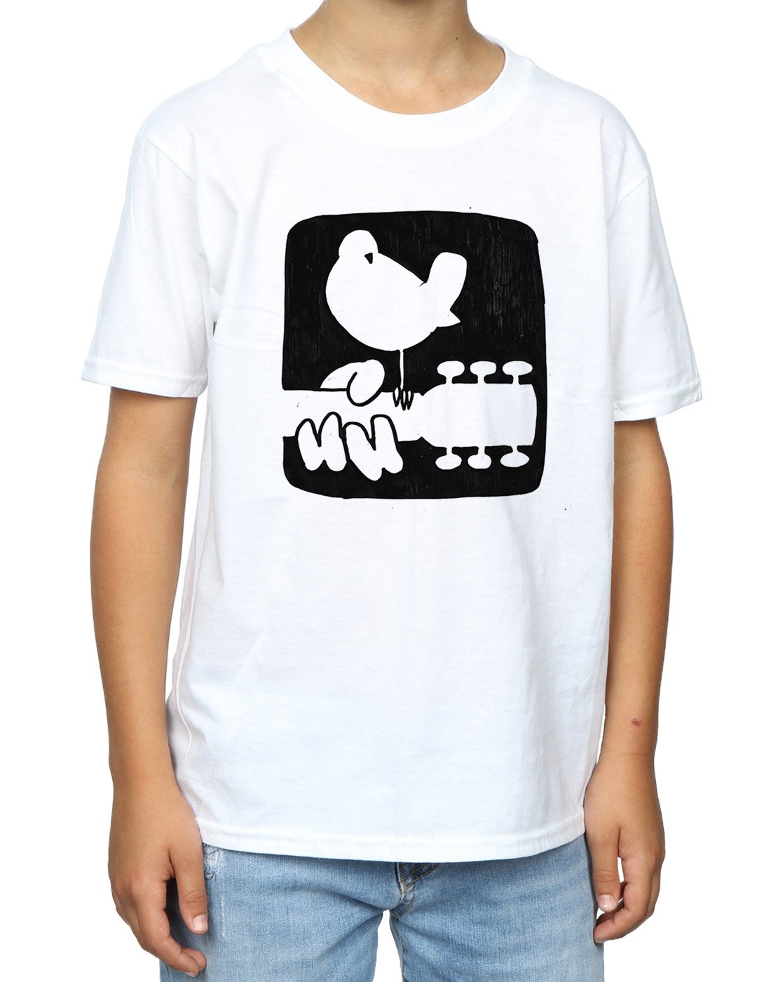 Woodstock Boys Guitar Logo T-Shirt | Vintage Music Festival Graphic Tee for Kids | Perfect for Concerts, Music Classes & Casual Wear
