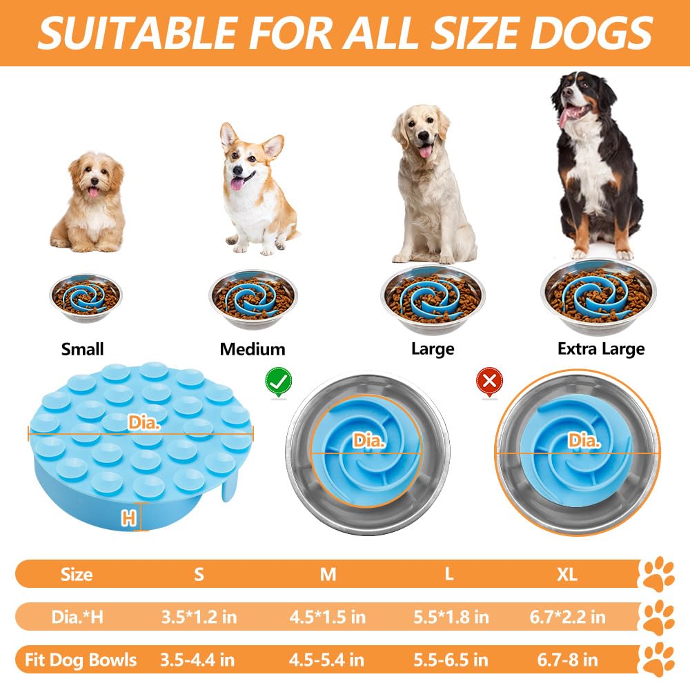 Slow Feeder Dog Bowl Insert - Soft Silicone Anti-Choking Pet Food Bowl for Small, Medium & Large Dogs | Fits Regular & Elevated Bowls | Perfect for Fast Eaters & Digestive Health | Use During Mealtime or Training Sessions