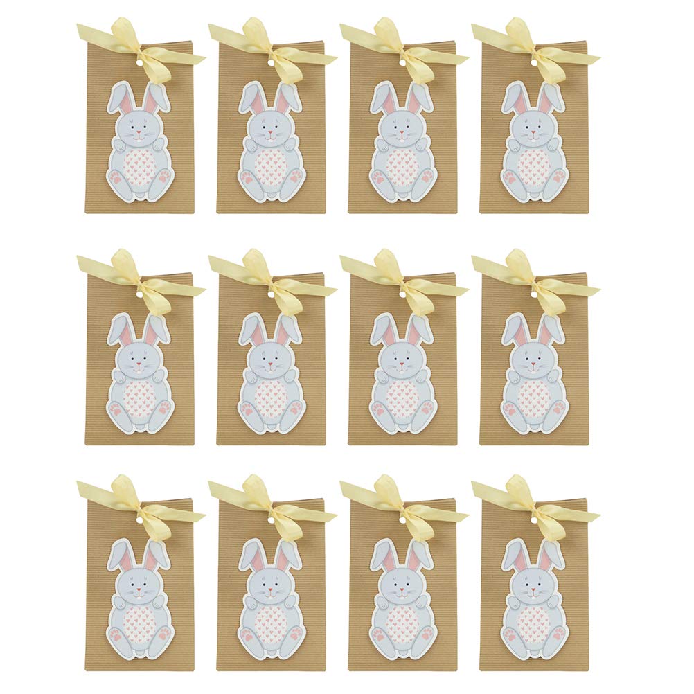 12pcs Adorable Easter Kraft Paper Gift Boxes with Rabbit Design - Perfect for Easter Gifts, Party Favors, Home Decor & DIY Craft Projects