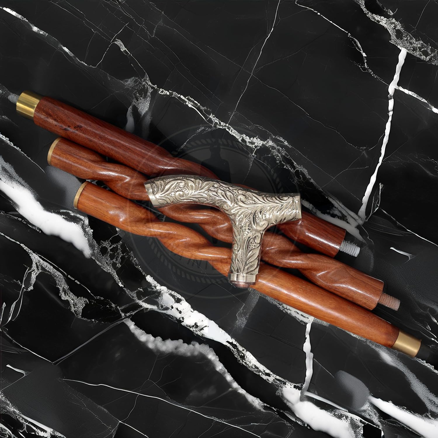 Premium Aluminum & Brass Decorative Rosewood Walking Cane - Full Size Adjustable Walking Stick for Men & Women - Ideal for Hiking, Fashion Accessory & Elderly Support