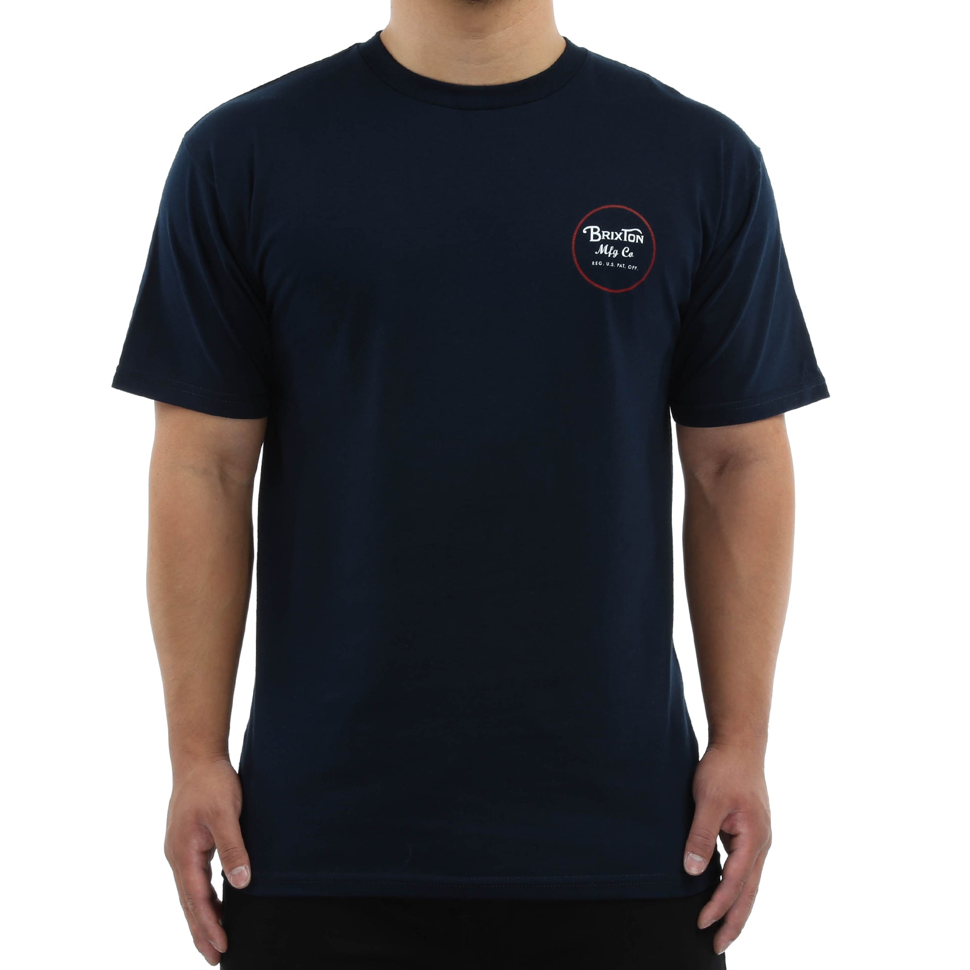 Brixton Wheeler 2 Short Sleeve Standard T-Shirt for Men - Navy Blue Casual Tee - Perfect for Everyday Wear, Street Style & Summer Outfits