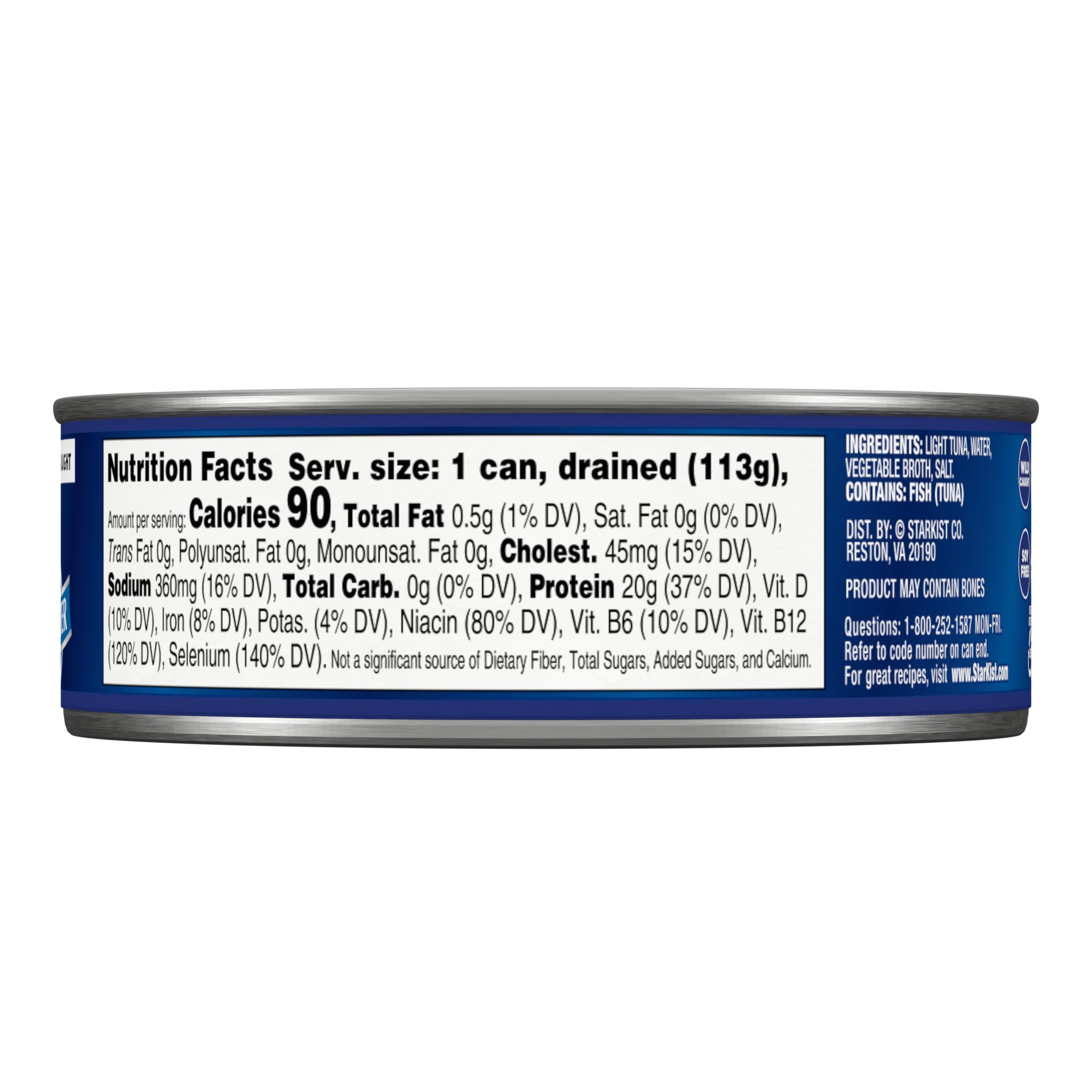 StarKist Chunk Light Tuna in Water, 5 oz (4 Pack) - Wild Caught, Gluten Free Canned Tuna Fish | High Protein (20g), Low Calorie (90) | Ready to Eat for Salads, Keto Diet, Sandwiches & Healthy Snacks | Perfect for Lunch Boxes, Camping & Emergency Food Supply