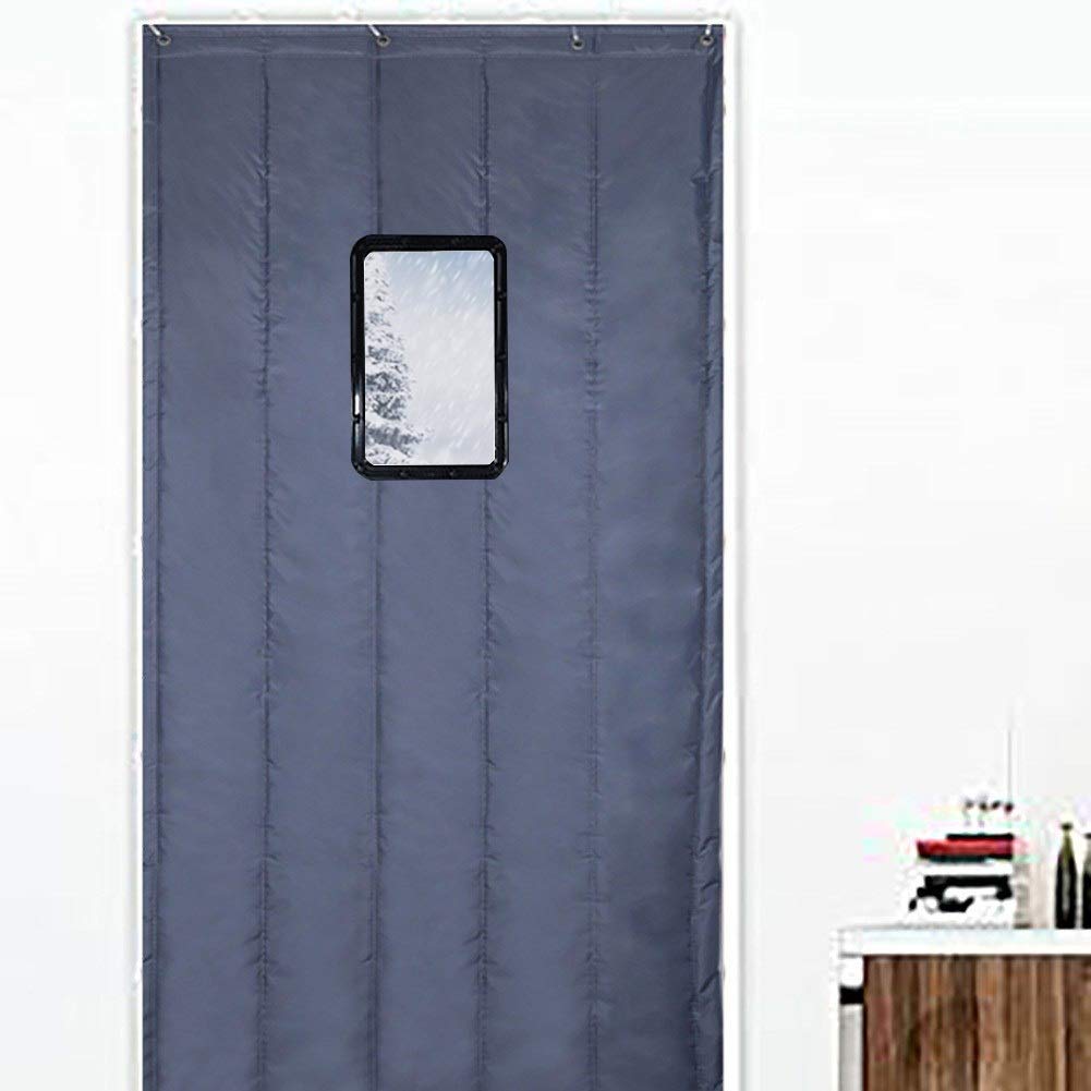 GuoWei Dark Gray Thermal Insulated Door Curtain - Waterproof, Windproof for Front Door, Greenhouse & Barn - Custom Size 90x230cm - Perfect for Winter Insulation & Energy Saving