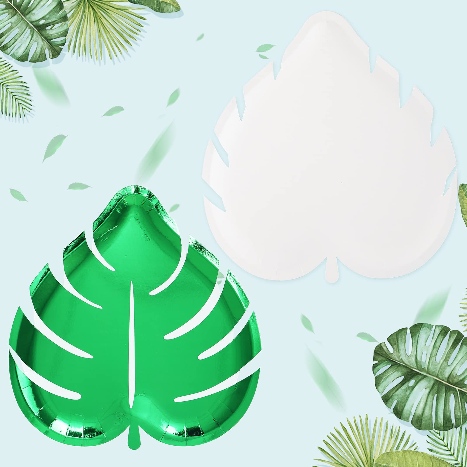 24Pcs Turtle Leaf Plates - Tropical Palm Leaf Disposable Tableware Set, Waterproof Eco-Friendly Paper Plates for Hawaiian Luau Party, Summer Picnic, Beach BBQ & Outdoor Dining Decor