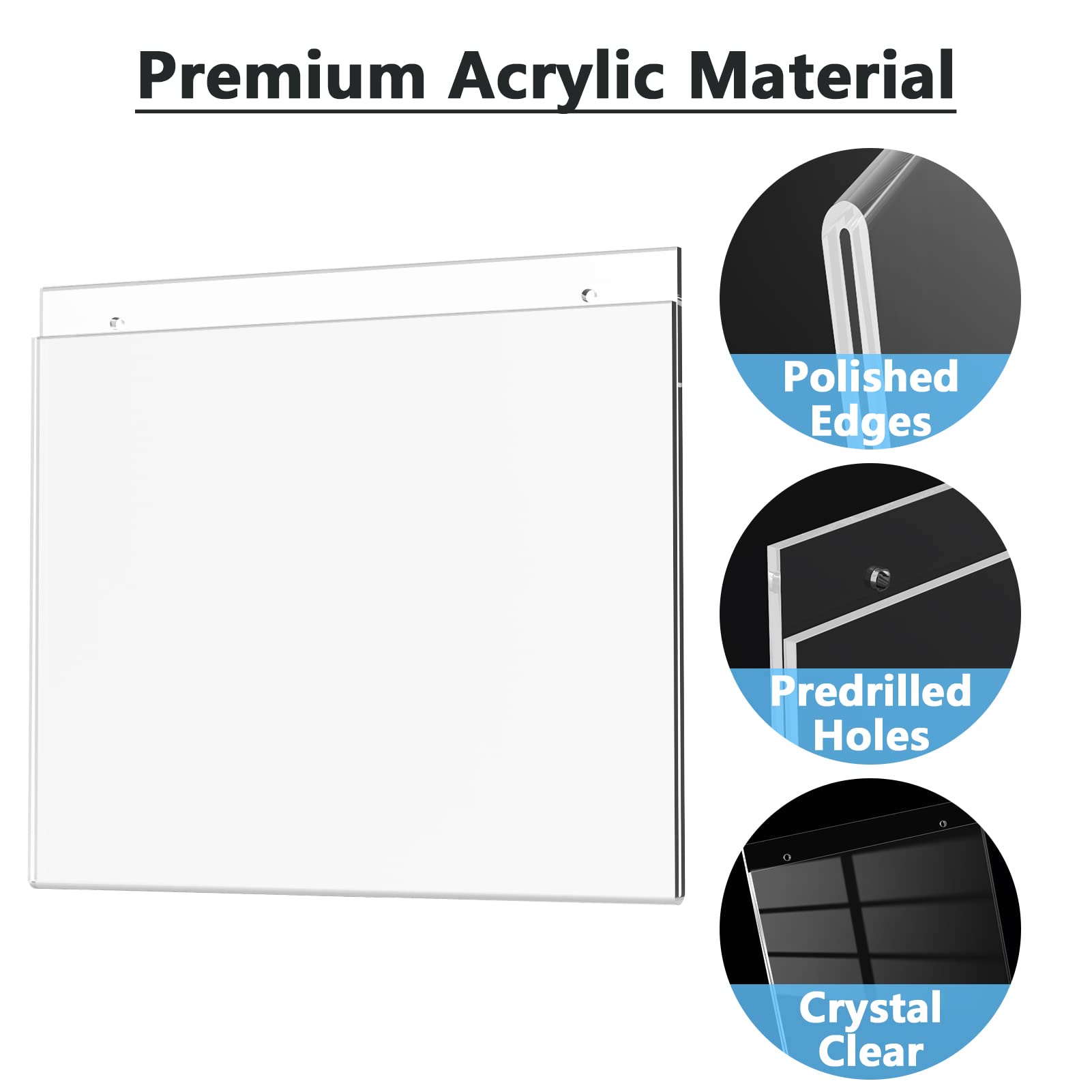 MaxGear 8.5x11 Acrylic Wall Sign Holder with Mounting Screws - Clear Plastic Picture Frame for Home Office Store Restaurant - Perfect for Menu Boards, Price Displays & Promotional Signs