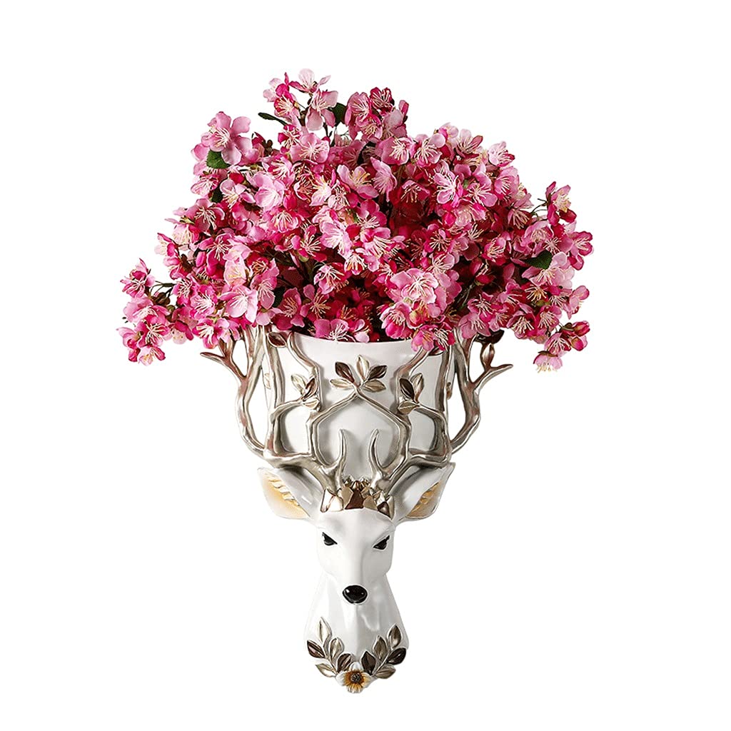 European Style Deer Head Wall-Mounted Hanging Planter Basket - Indoor Decorative Flower Pot for Living Room, Bedroom & Office - Perfect for Succulents, Herbs and Small Plants