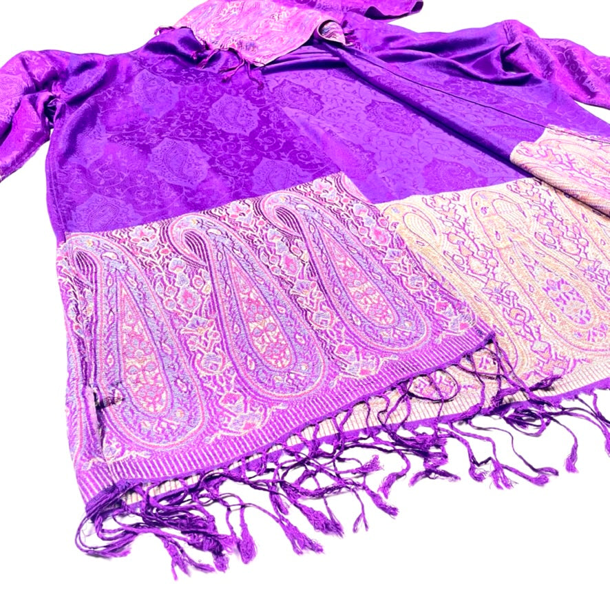 PASH ROBE Women's Purple Paisley Kimono Robe - Soft Lightweight Bathrobe for Spa, Lounge & Home Relaxation