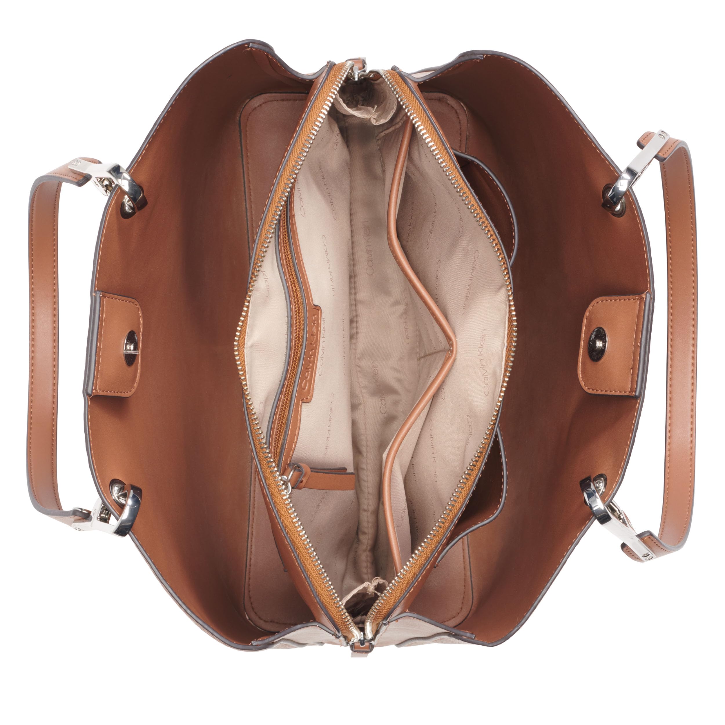 Calvin Klein Garnet Triple Compartment Tote Bag for Women - Stylish Leather Work Tote, Spacious Office Bag with Multiple Pockets - Perfect for Business, Travel & Daily Commute