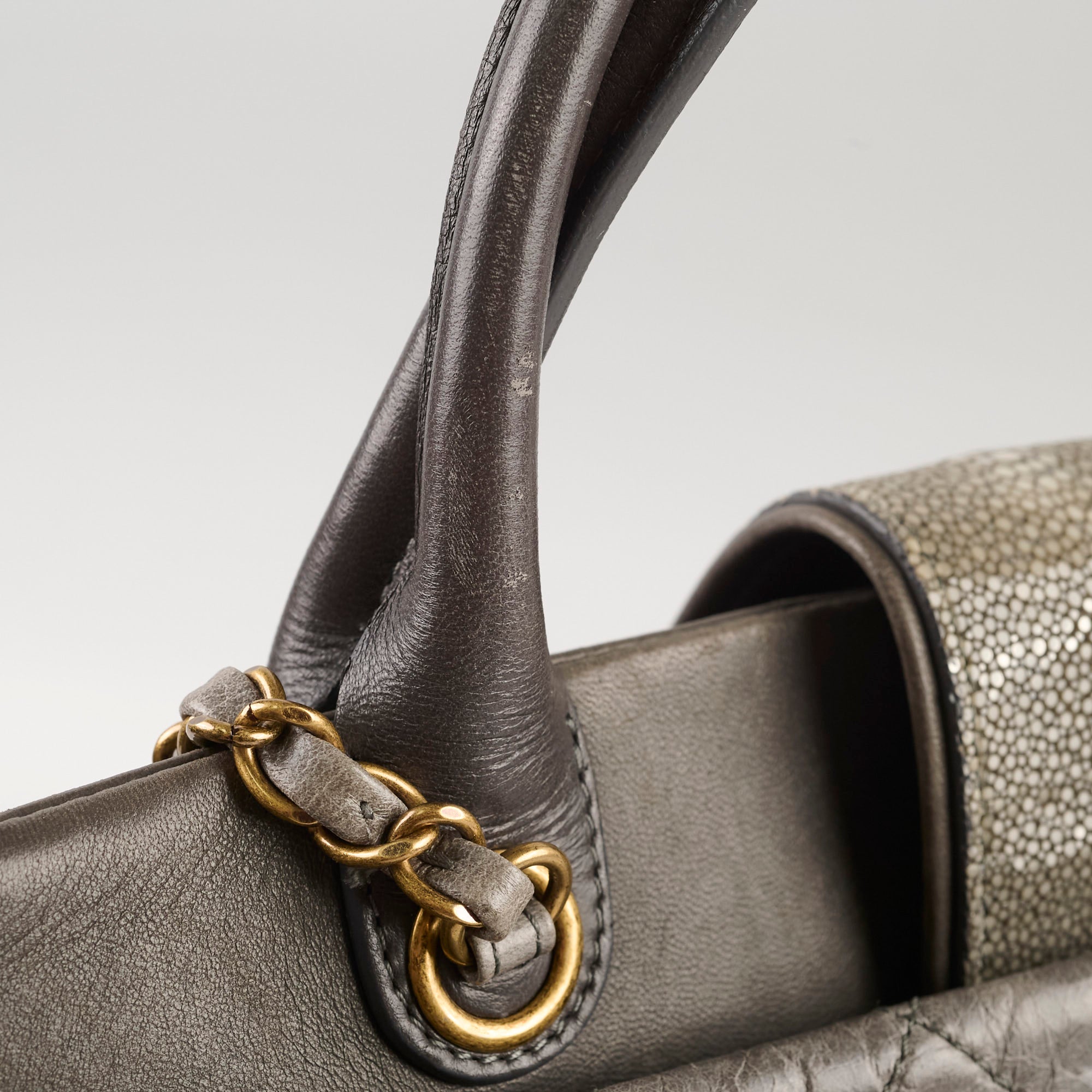Chanel Quilted Leather & Stingray Handbag - Grey 16 Series Tote Bag for Women | Luxury Designer Shoulder Bag for Work, Travel & Everyday Use
