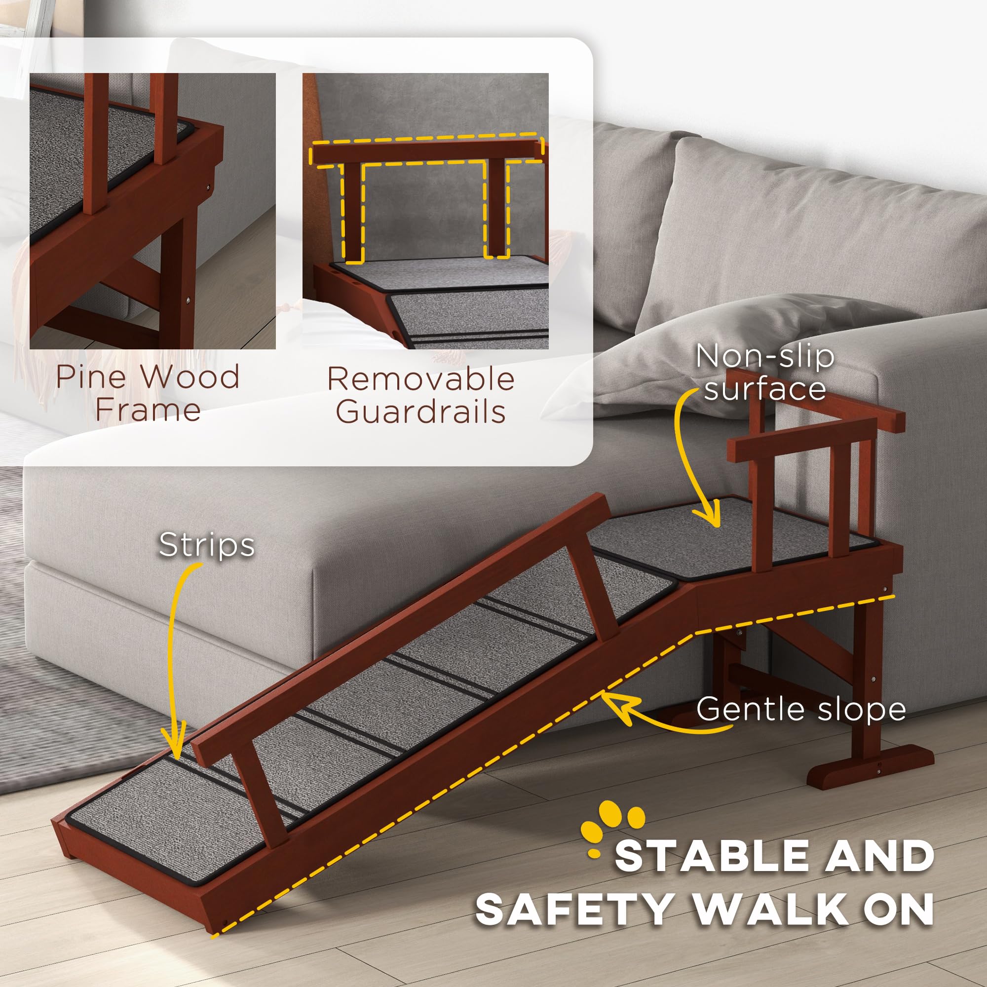PawHut Adjustable Dog Ramp for Small Medium Large Dogs - 49