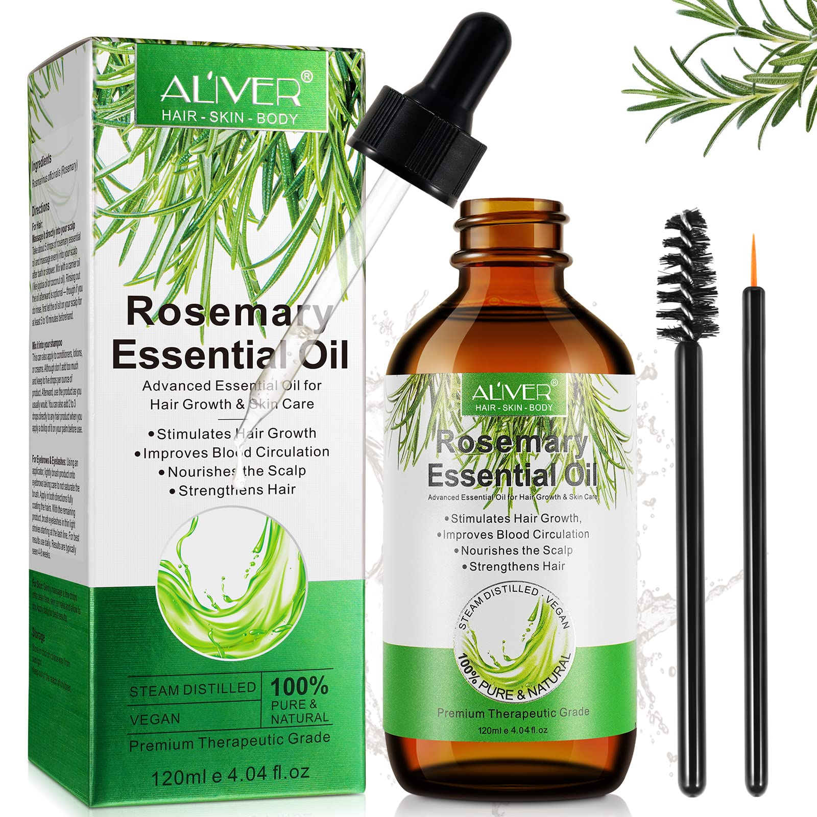 Pure Organic Rosemary Oil for Hair Growth 120ml - Natural Hair Loss Treatment & Scalp Care for Men & Women - Promotes Thicker, Healthier Hair - Ideal for Daily Hair Care & Massage