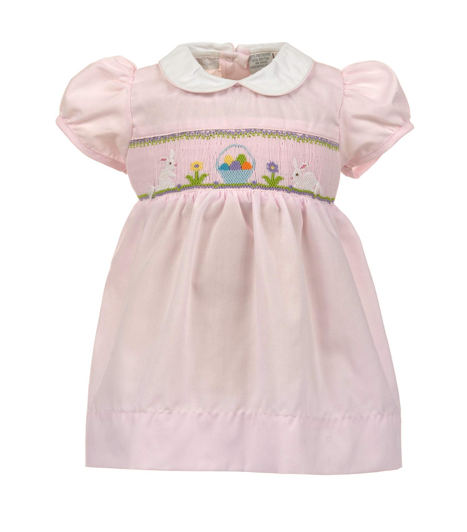 Easter Bunny & Egg Hand Smocked Baby Girls Dress - Cute Spring Outfit for Easter Sunday, Church, Family Photos & Special Occasions