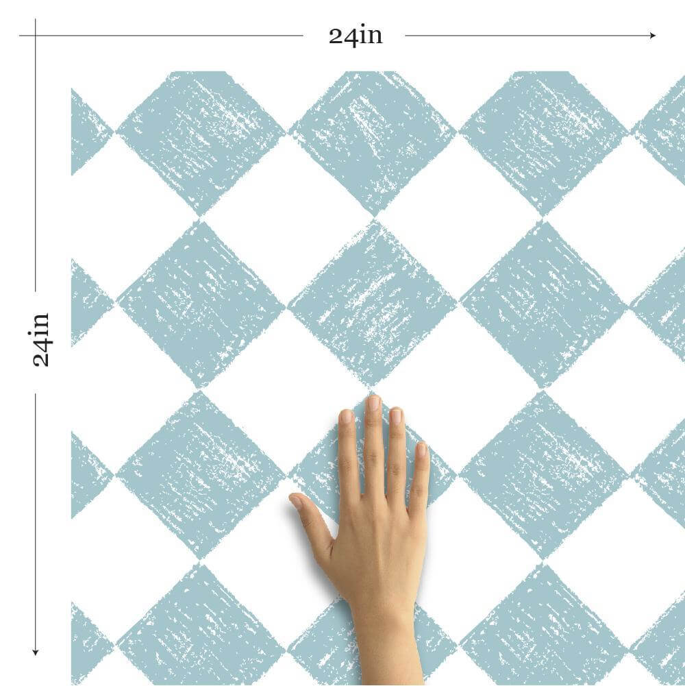 Blue and White Checkers Geometric Peel and Stick Removable Wallpaper - Self-Adhesive Decorative Wall Covering for Bedroom, Living Room, Nursery & Office Decor