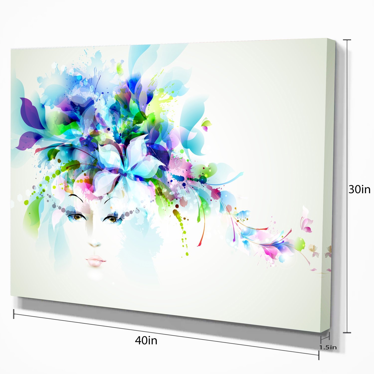 Blue Floral Art Canvas Print for Women - Elegant Wall Decor for Living Room, Bedroom & Office
