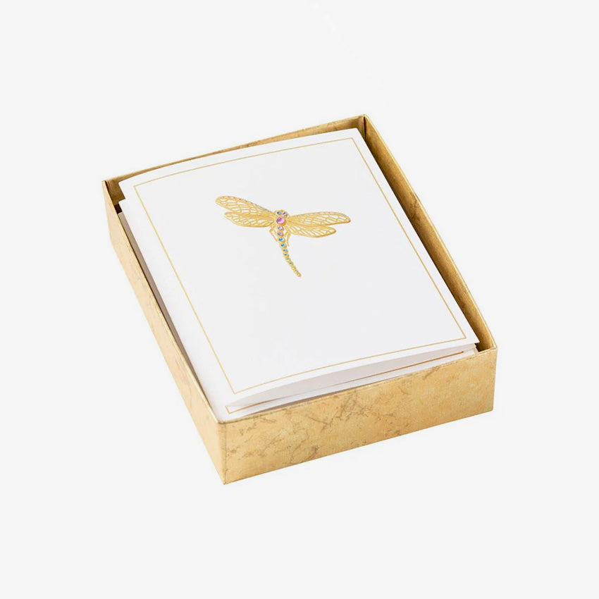 Caspari Jeweled Insects Foil Embossed Assorted Note Cards - Elegant Greeting Cards for Birthdays, Thank You Notes & Special Occasions