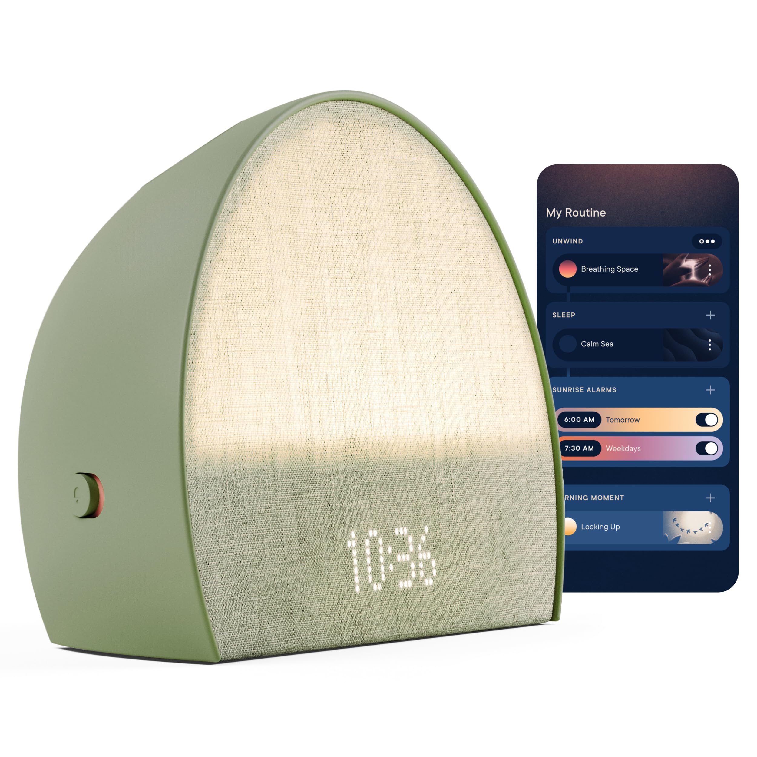 Hatch Restore 2 Smart Sunrise Alarm Clock & White Noise Machine with Customizable Sleep Routines, Dimmable Night Light for Adults - Perfect for Bedroom, Nursery, Meditation & Relaxation (Sage Green)