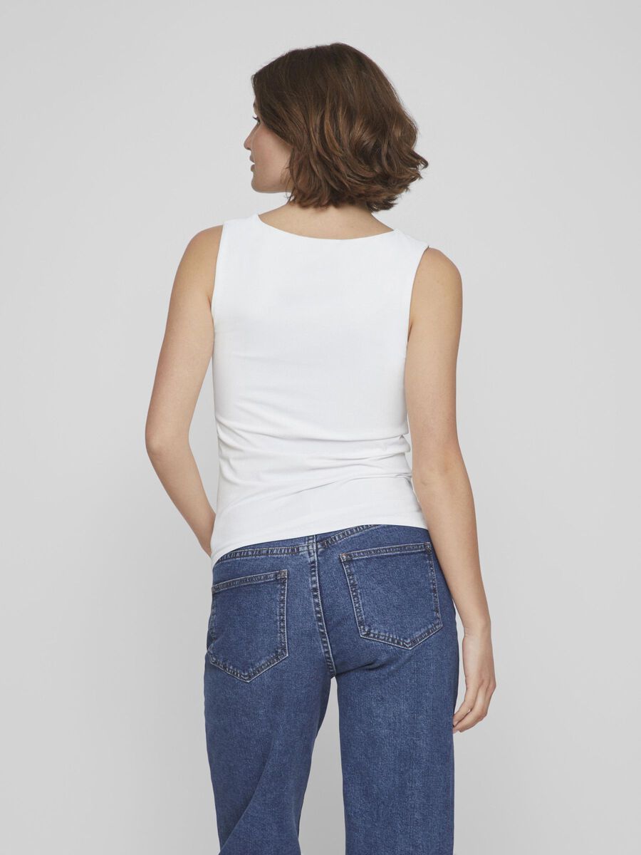 Kennza O Neck Tank Top for Women - Soft Stretchy Camisole Tops (Optical Snow) - Perfect for Yoga, Workout, and Casual Wear