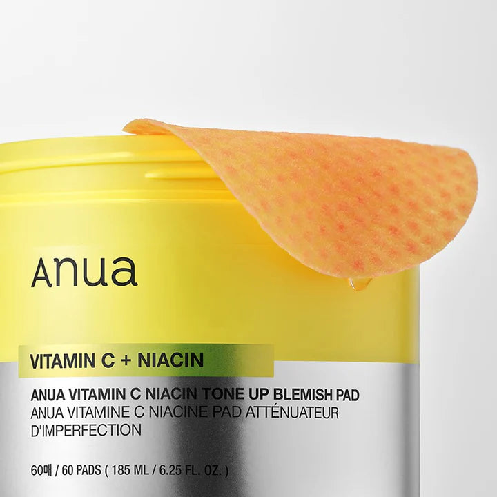 Anua Vitamin C + Niacin Tone Up Blemish Pad 185ml (60 Count) - Brightening & Exfoliating Face Pads for Acne-Prone Skin | Korean Skincare for Dark Spots & Uneven Texture