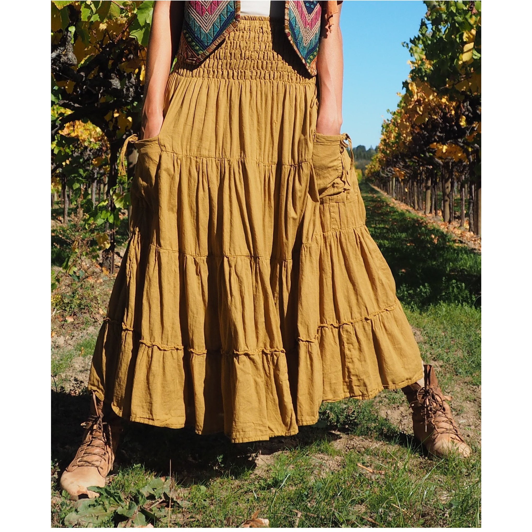 Elegant Tiered Maxi Skirt with Pockets - Flowy Long Skirt for Women | Perfect for Beach, Vacation, and Summer Outfits